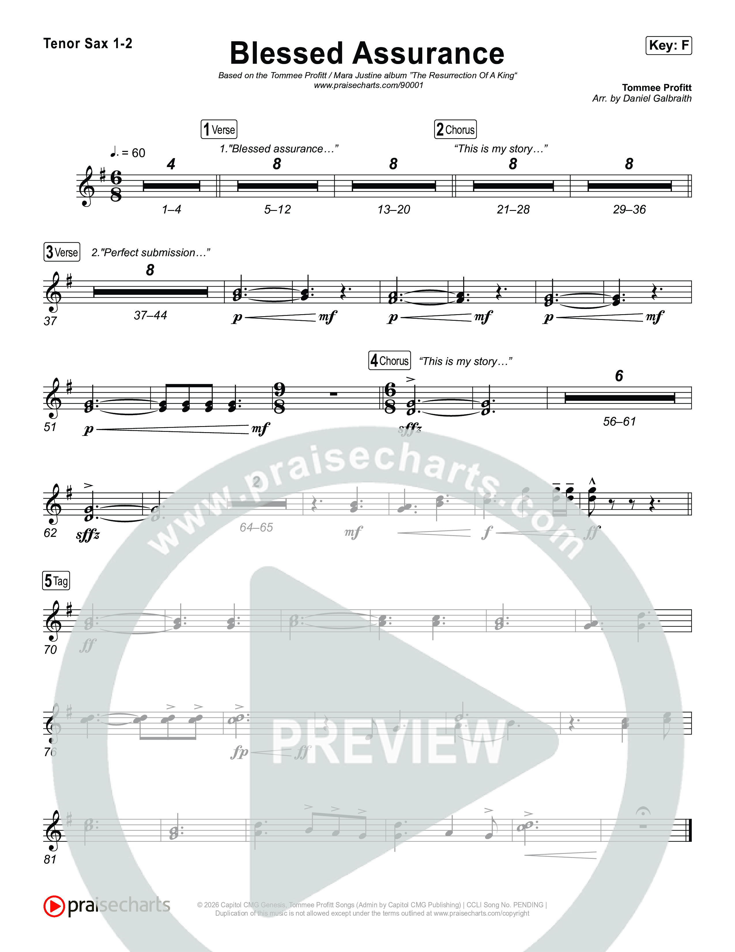 Blessed Assurance (I Will Praise You) Sax Pack (Tommee Profitt)