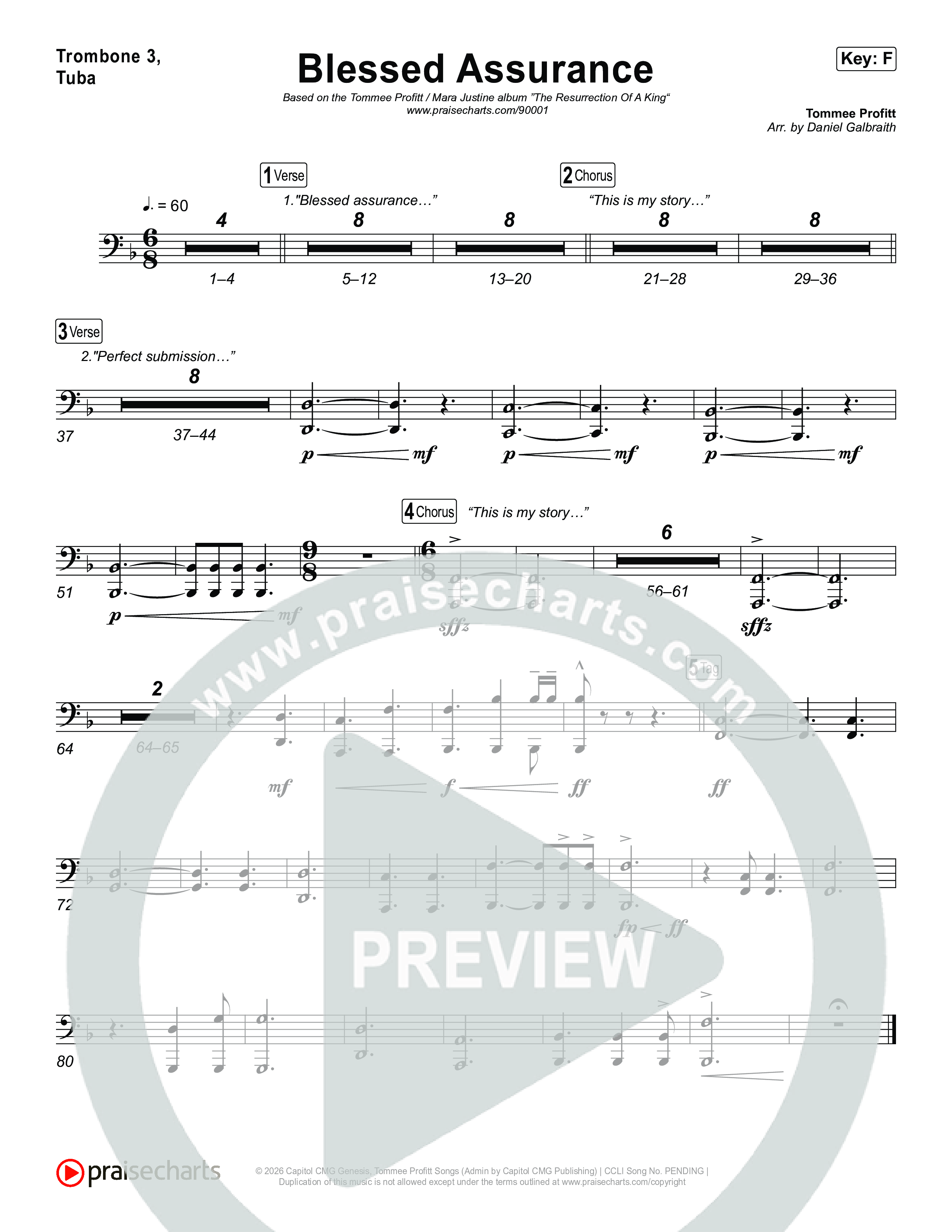 Blessed Assurance (I Will Praise You) Trombone 1,2 (Tommee Profitt)