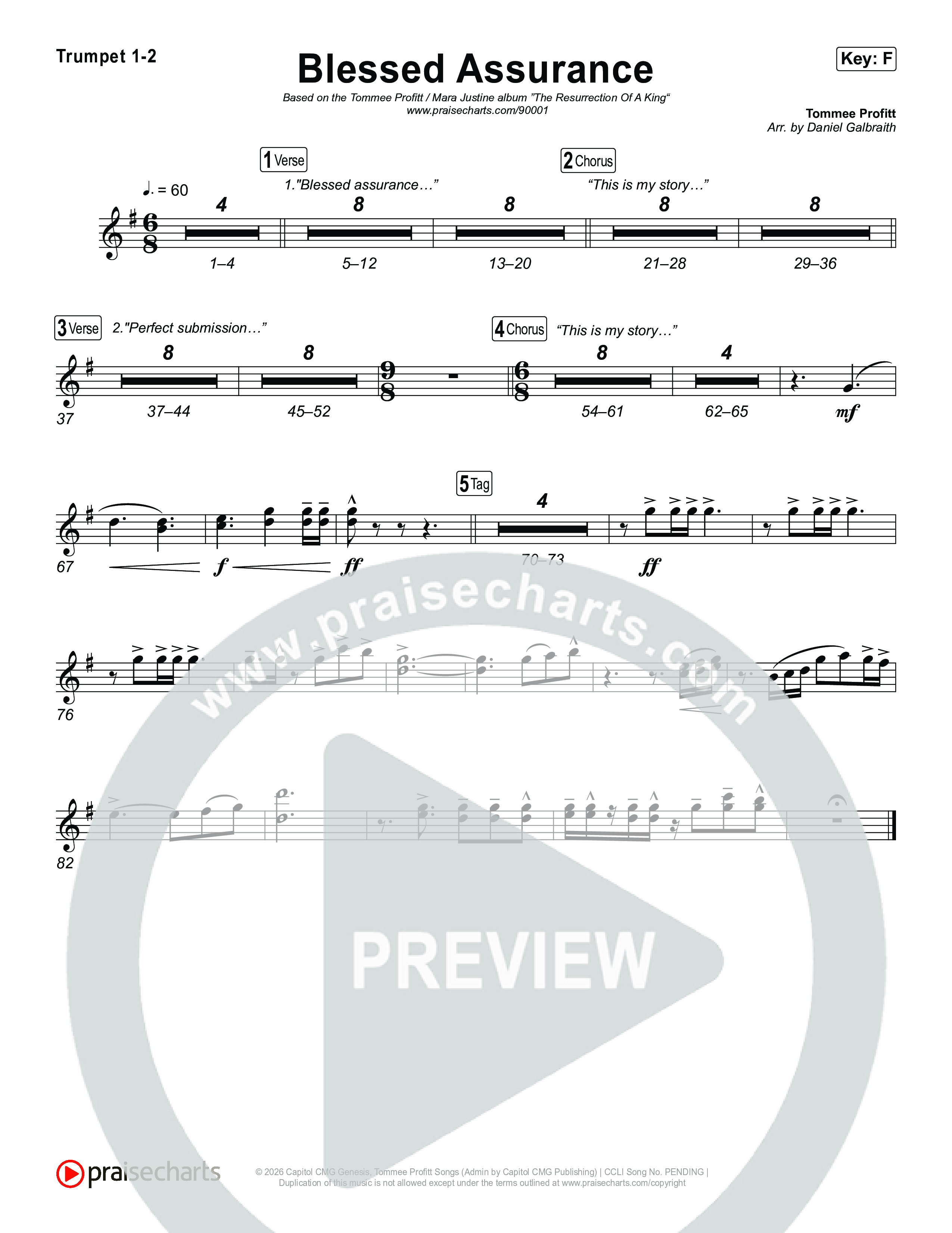 Blessed Assurance (I Will Praise You) Trumpet 1,2 (Tommee Profitt)