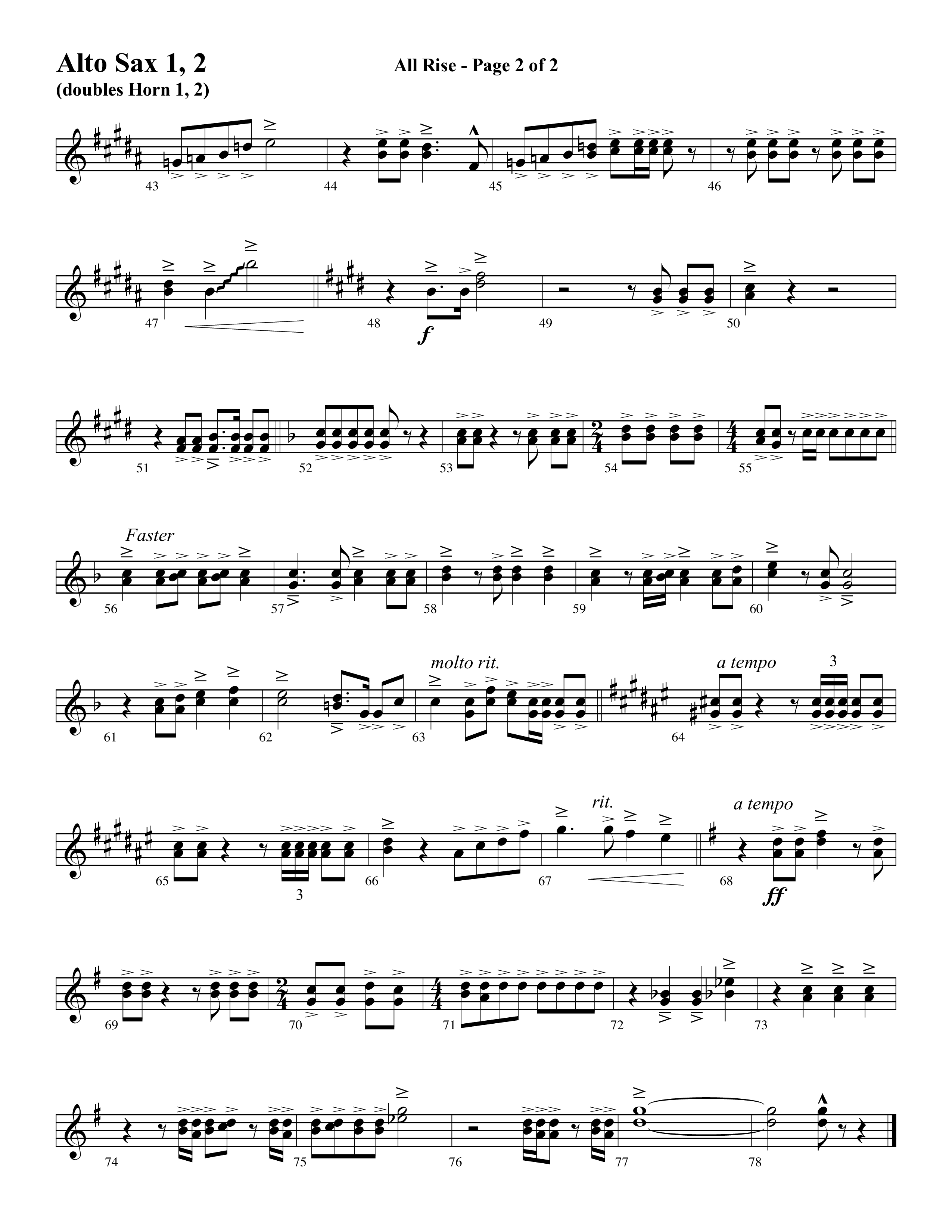 All Rise (with Holy Holy Holy Lord God Almighty) (Choral Anthem SATB) Alto Sax 1/2 (Word Music Choral / Arr. David Clydesdale)