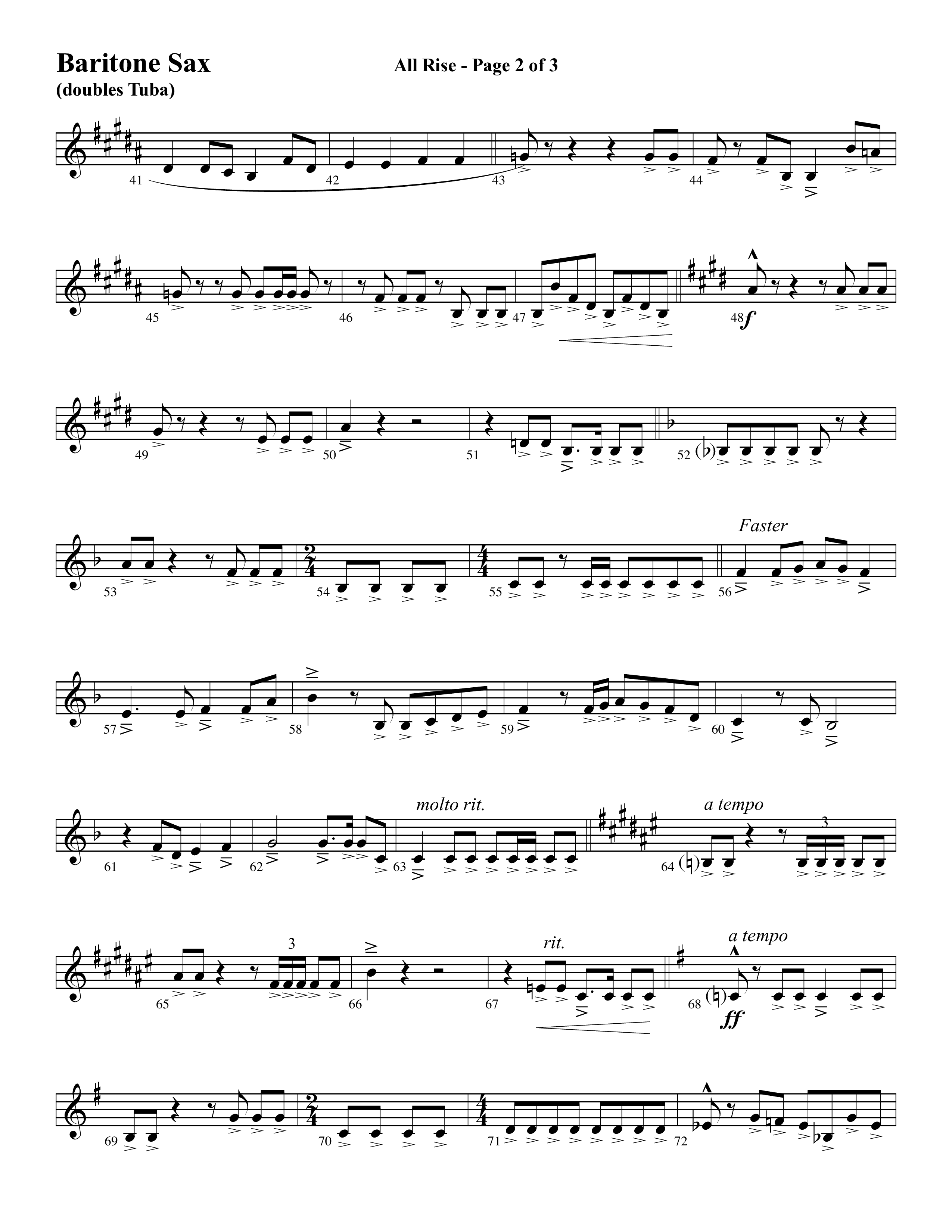 All Rise (with Holy Holy Holy Lord God Almighty) (Choral Anthem SATB) Bari Sax (Word Music Choral / Arr. David Clydesdale)