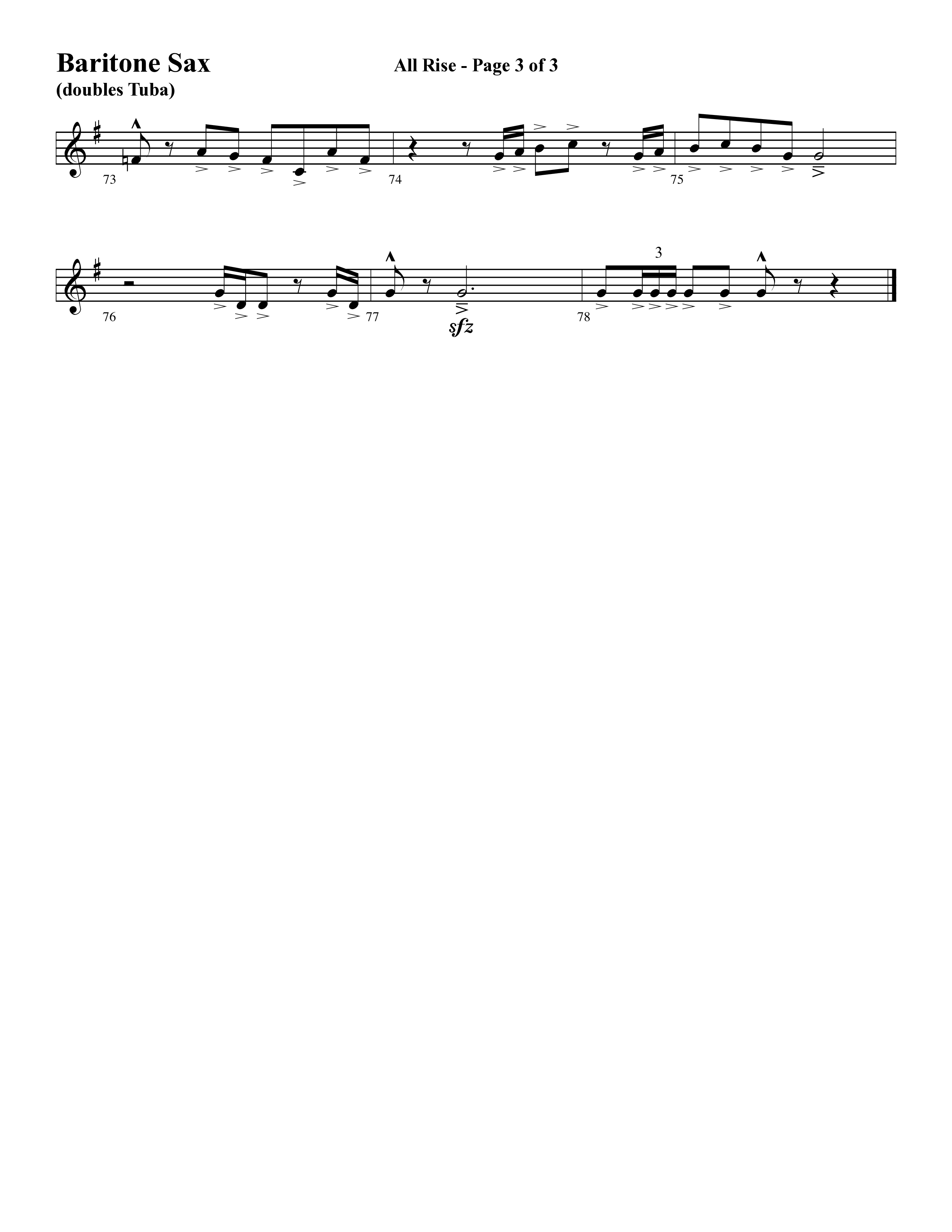 All Rise (with Holy Holy Holy Lord God Almighty) (Choral Anthem SATB) Bari Sax (Word Music Choral / Arr. David Clydesdale)