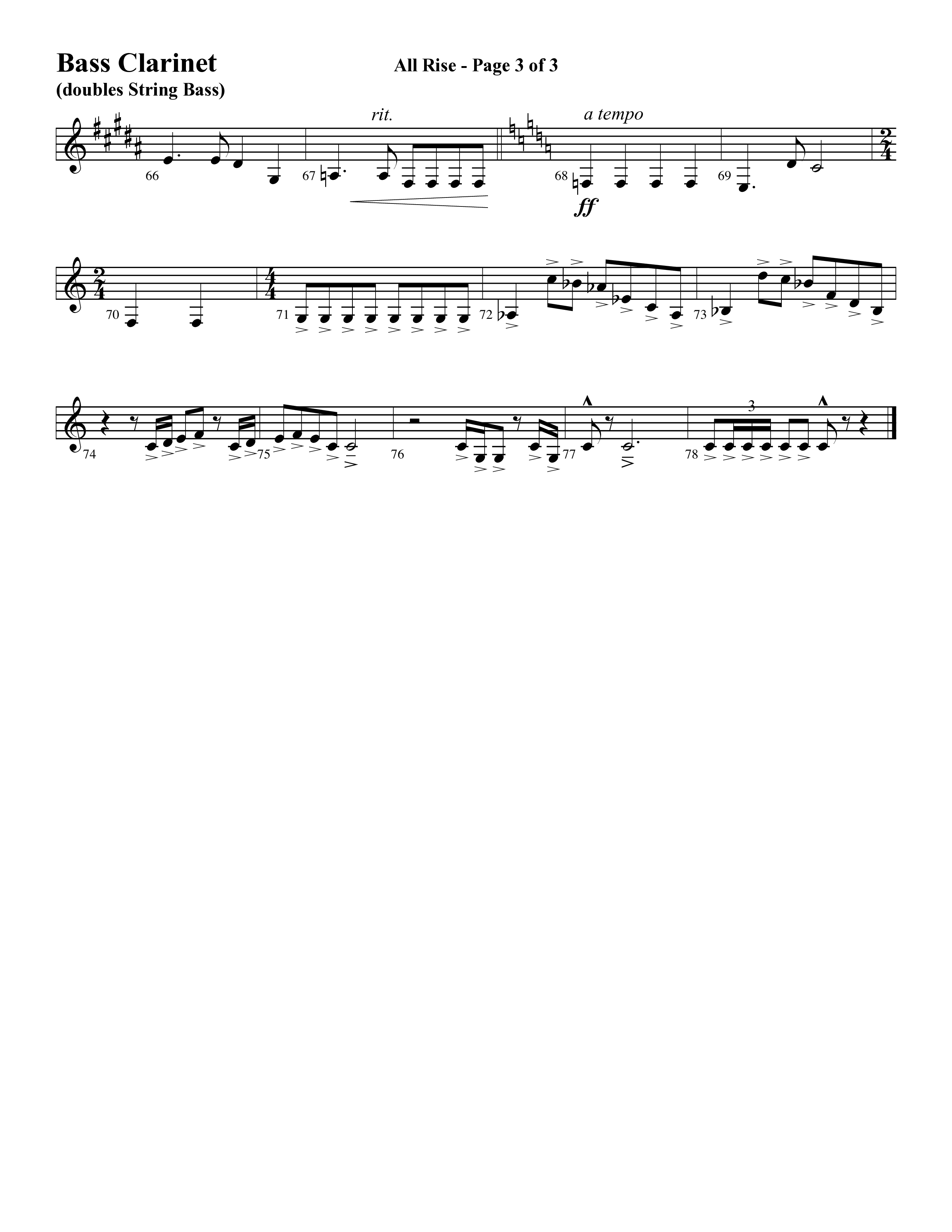 All Rise (with Holy Holy Holy Lord God Almighty) (Choral Anthem SATB) Bass Clarinet (Word Music Choral / Arr. David Clydesdale)