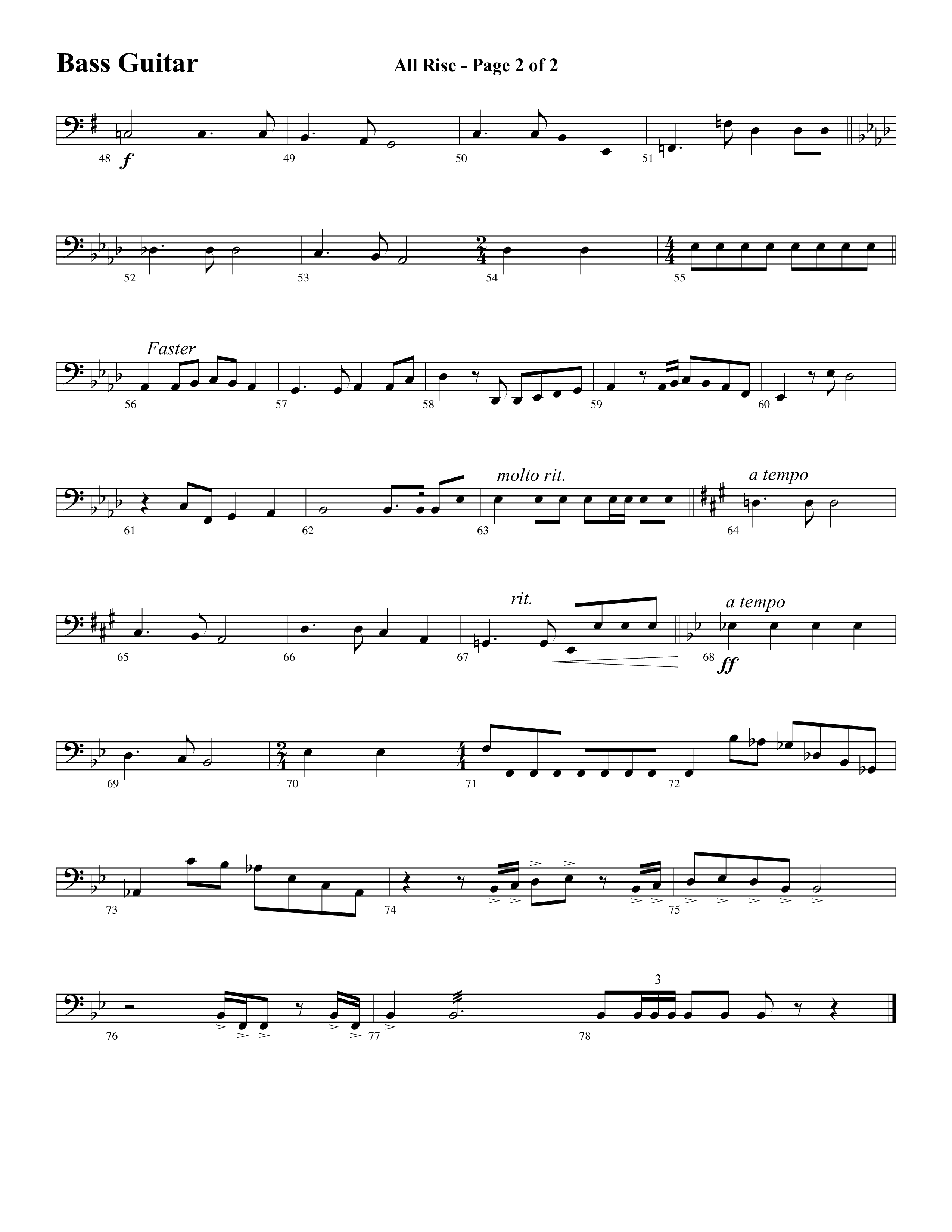 All Rise (with Holy Holy Holy Lord God Almighty) (Choral Anthem SATB) Bass Guitar (Word Music Choral / Arr. David Clydesdale)