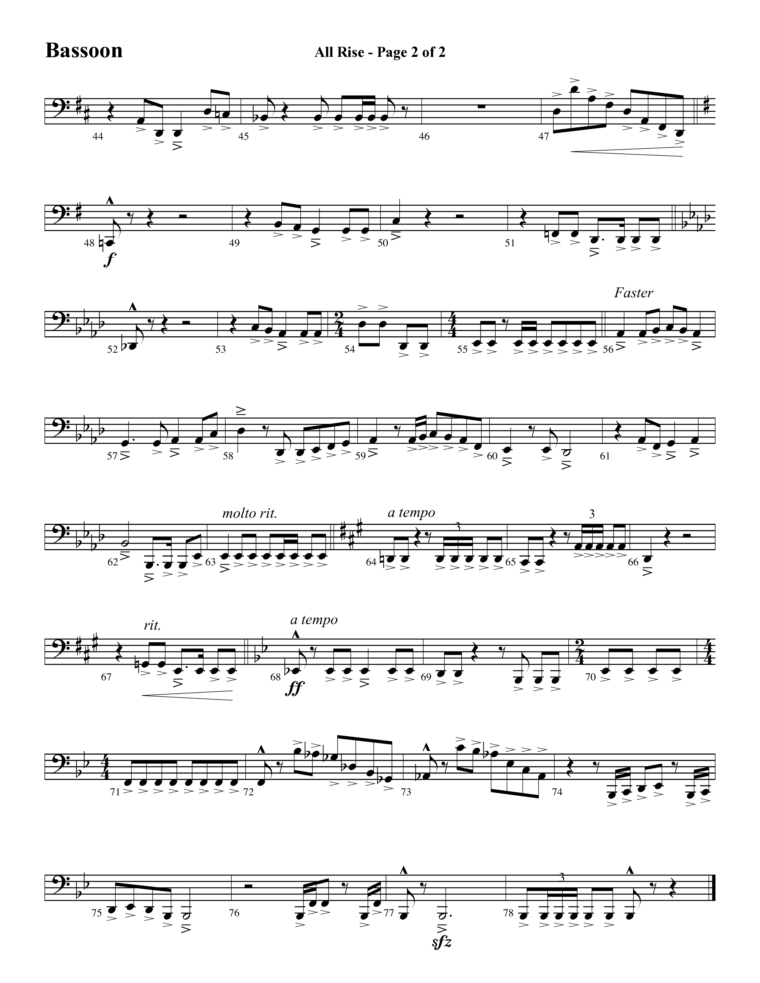 All Rise (with Holy Holy Holy Lord God Almighty) (Choral Anthem SATB) Bassoon (Word Music Choral / Arr. David Clydesdale)