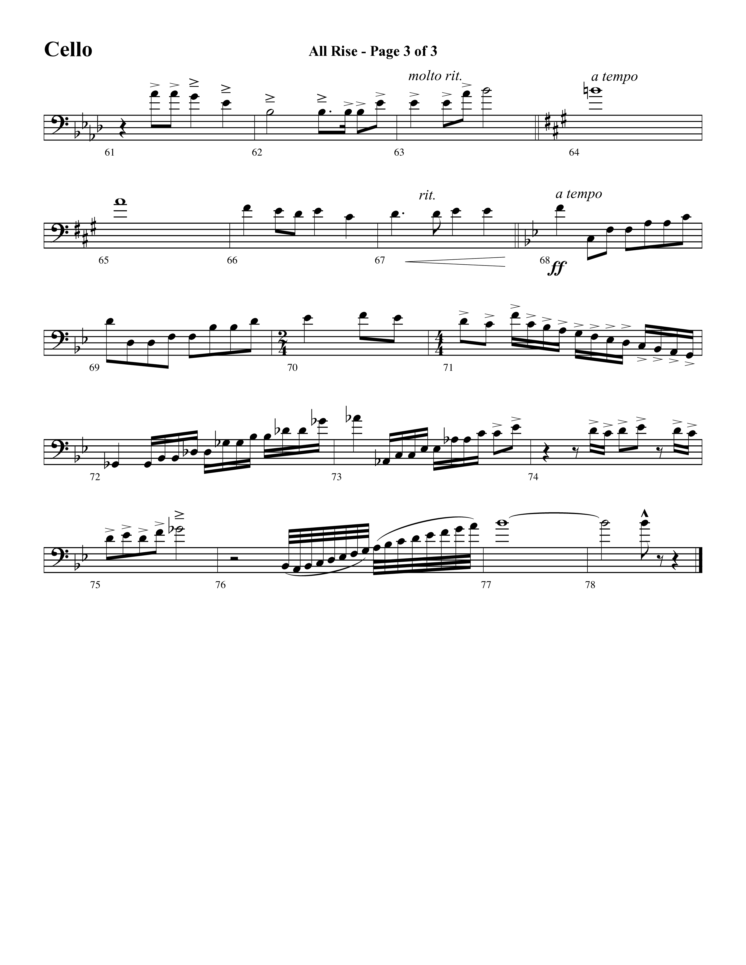 All Rise (with Holy Holy Holy Lord God Almighty) (Choral Anthem SATB) Cello (Word Music Choral / Arr. David Clydesdale)
