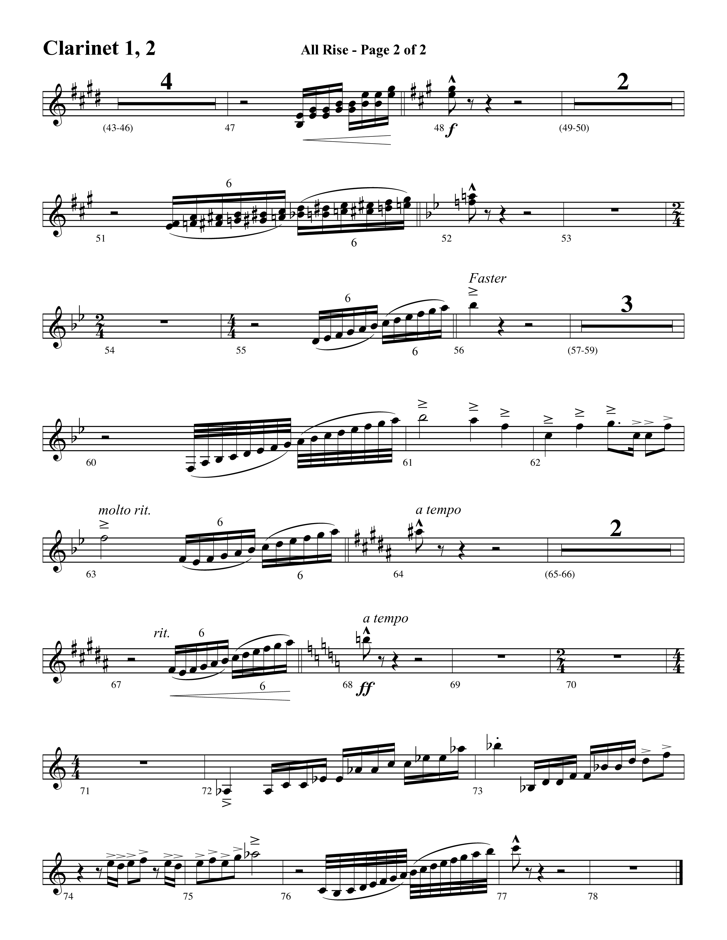 All Rise (with Holy Holy Holy Lord God Almighty) (Choral Anthem SATB) Clarinet 1/2 (Word Music Choral / Arr. David Clydesdale)