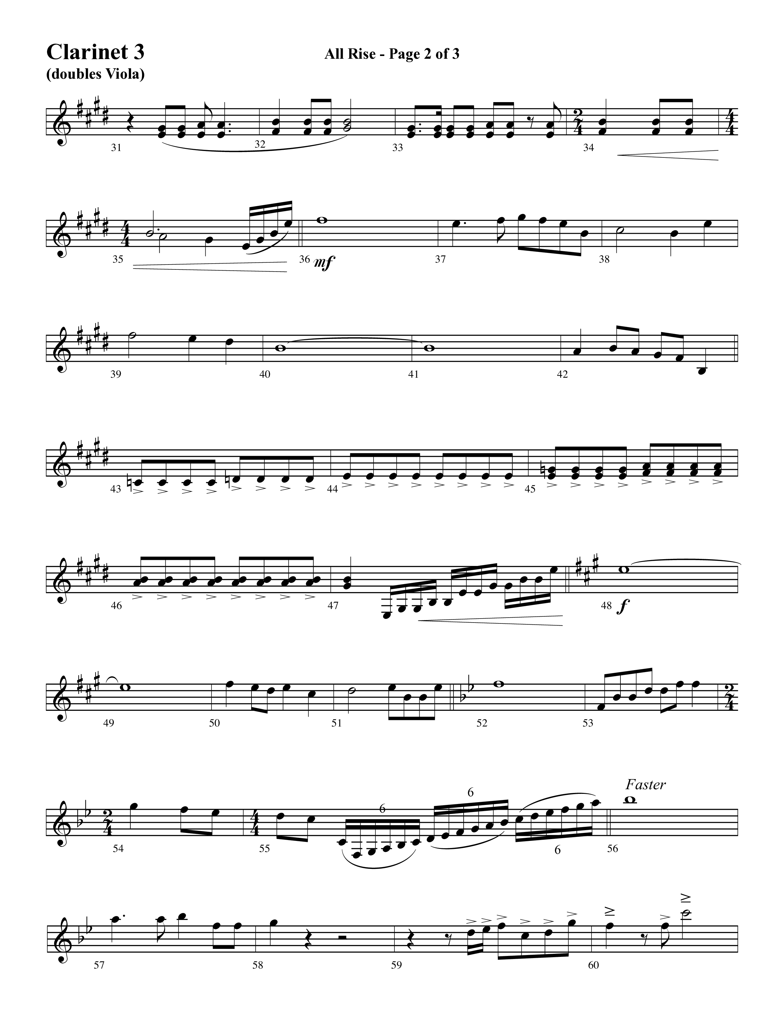 All Rise (with Holy Holy Holy Lord God Almighty) (Choral Anthem SATB) Clarinet 3 (Word Music Choral / Arr. David Clydesdale)