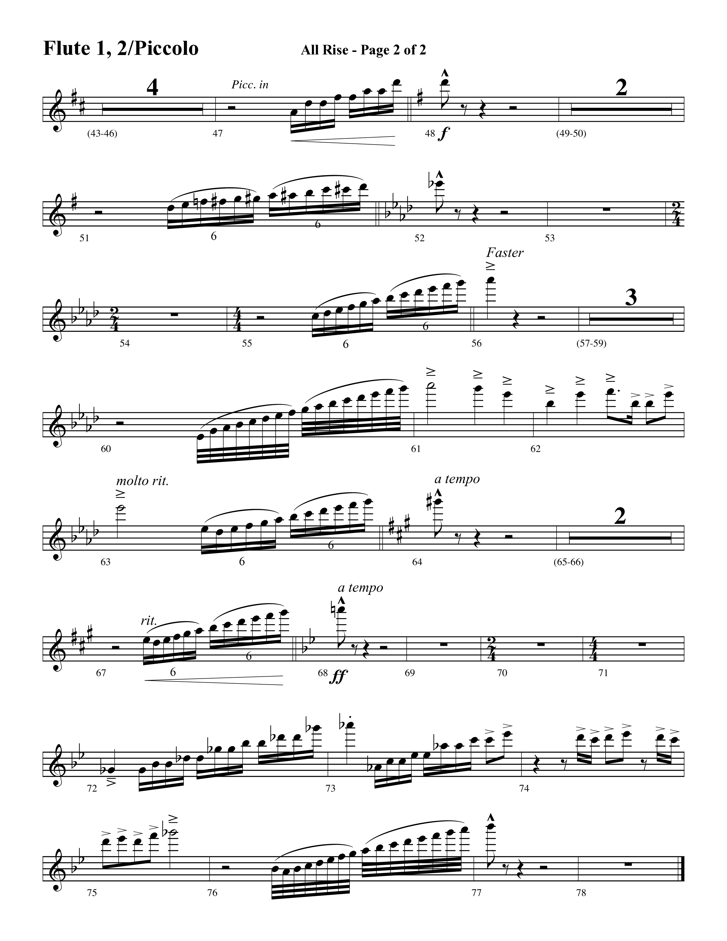 All Rise (with Holy Holy Holy Lord God Almighty) (Choral Anthem SATB) Flute/Piccolo (Word Music Choral / Arr. David Clydesdale)