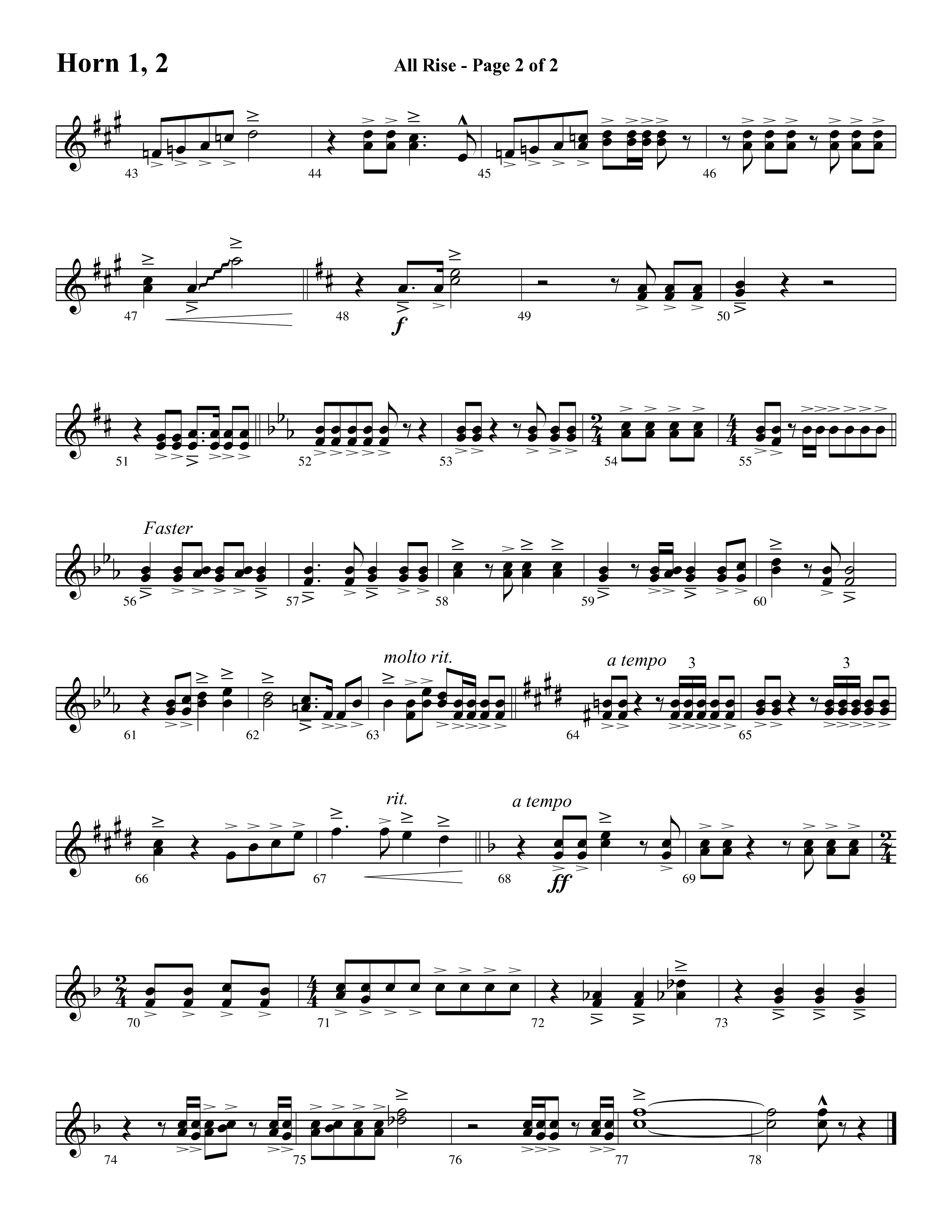All Rise (with Holy Holy Holy Lord God Almighty) (Choral Anthem SATB) French Horn 1/2 (Word Music Choral / Arr. David Clydesdale)