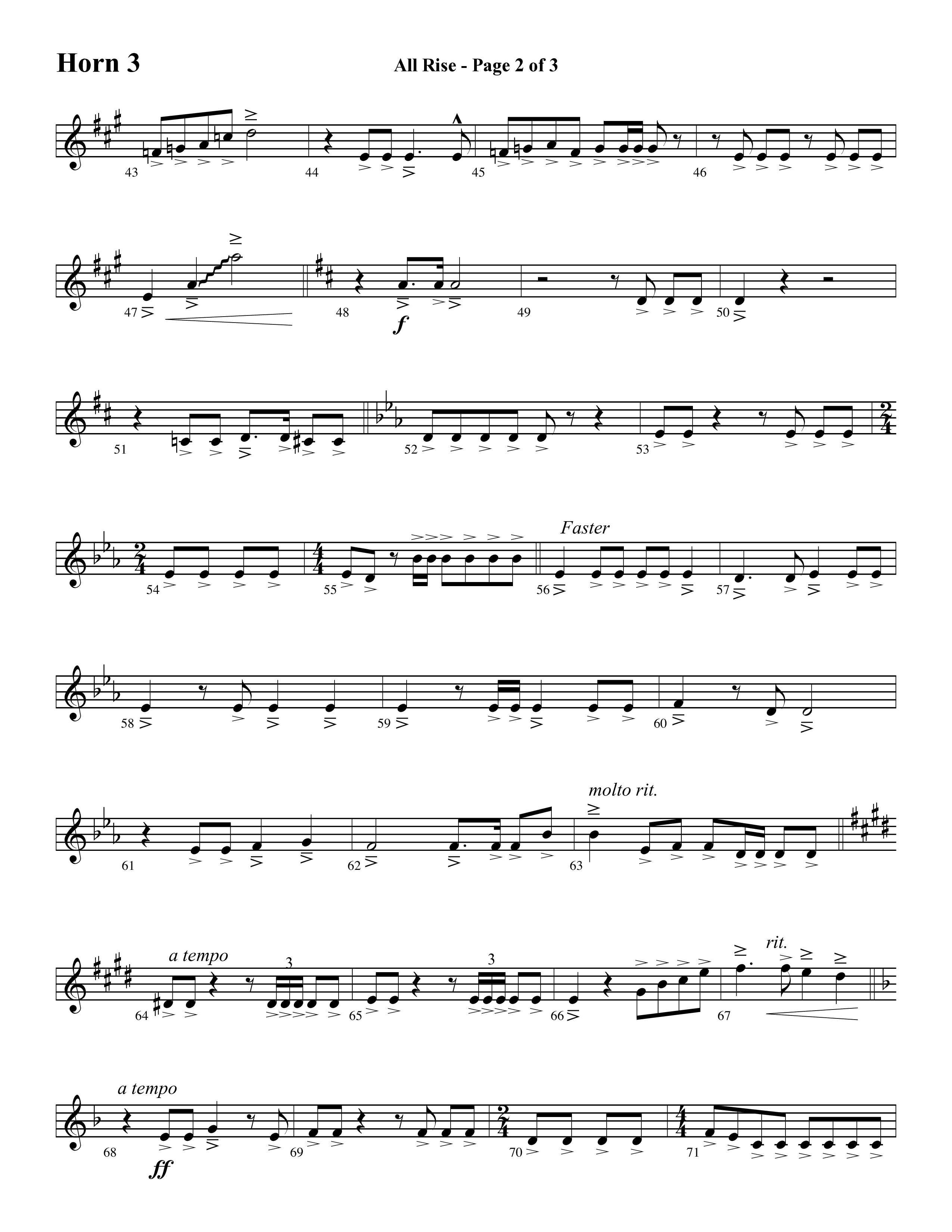 All Rise (with Holy Holy Holy Lord God Almighty) (Choral Anthem SATB) French Horn 3 (Word Music Choral / Arr. David Clydesdale)