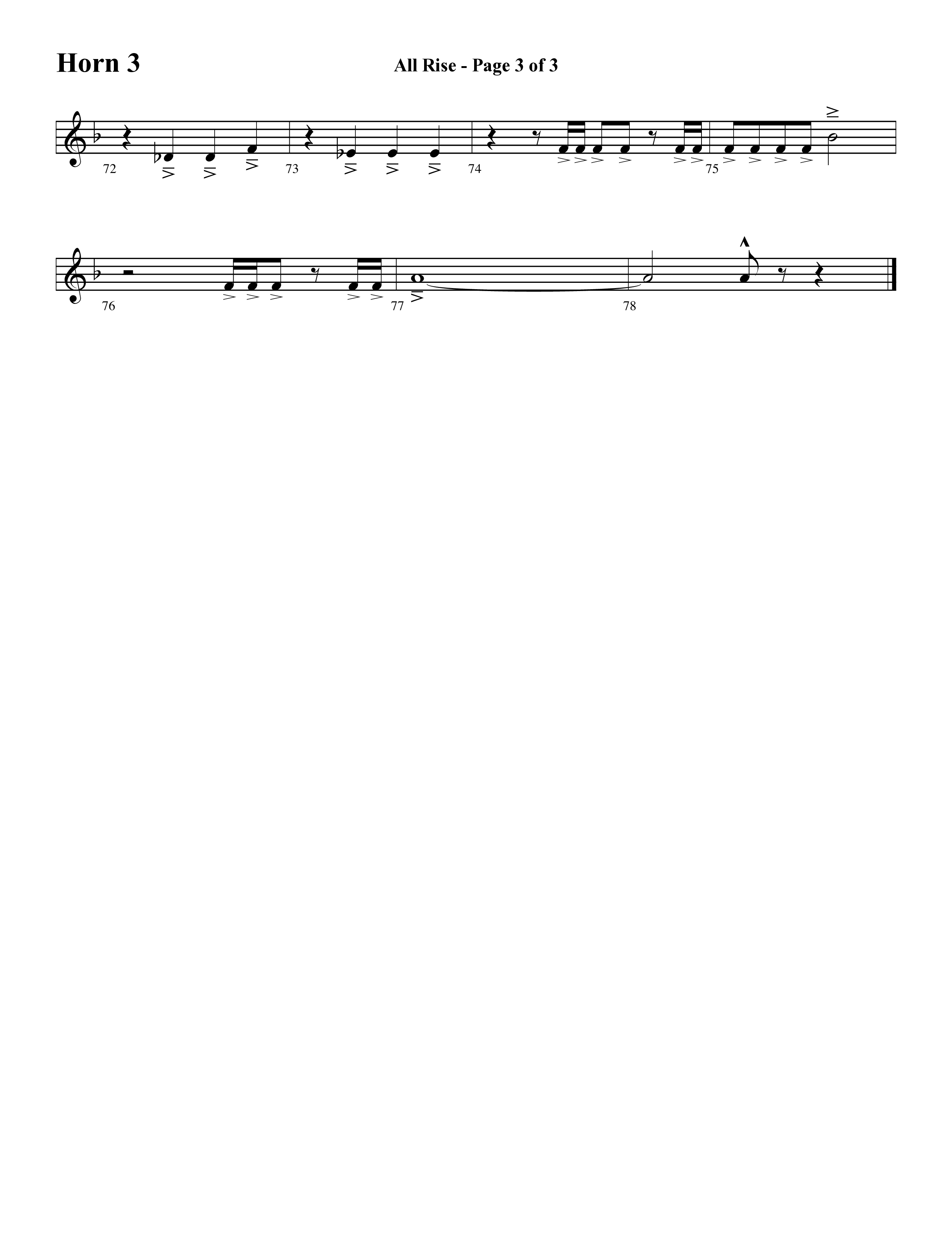 All Rise (with Holy Holy Holy Lord God Almighty) (Choral Anthem SATB) French Horn 3 (Word Music Choral / Arr. David Clydesdale)