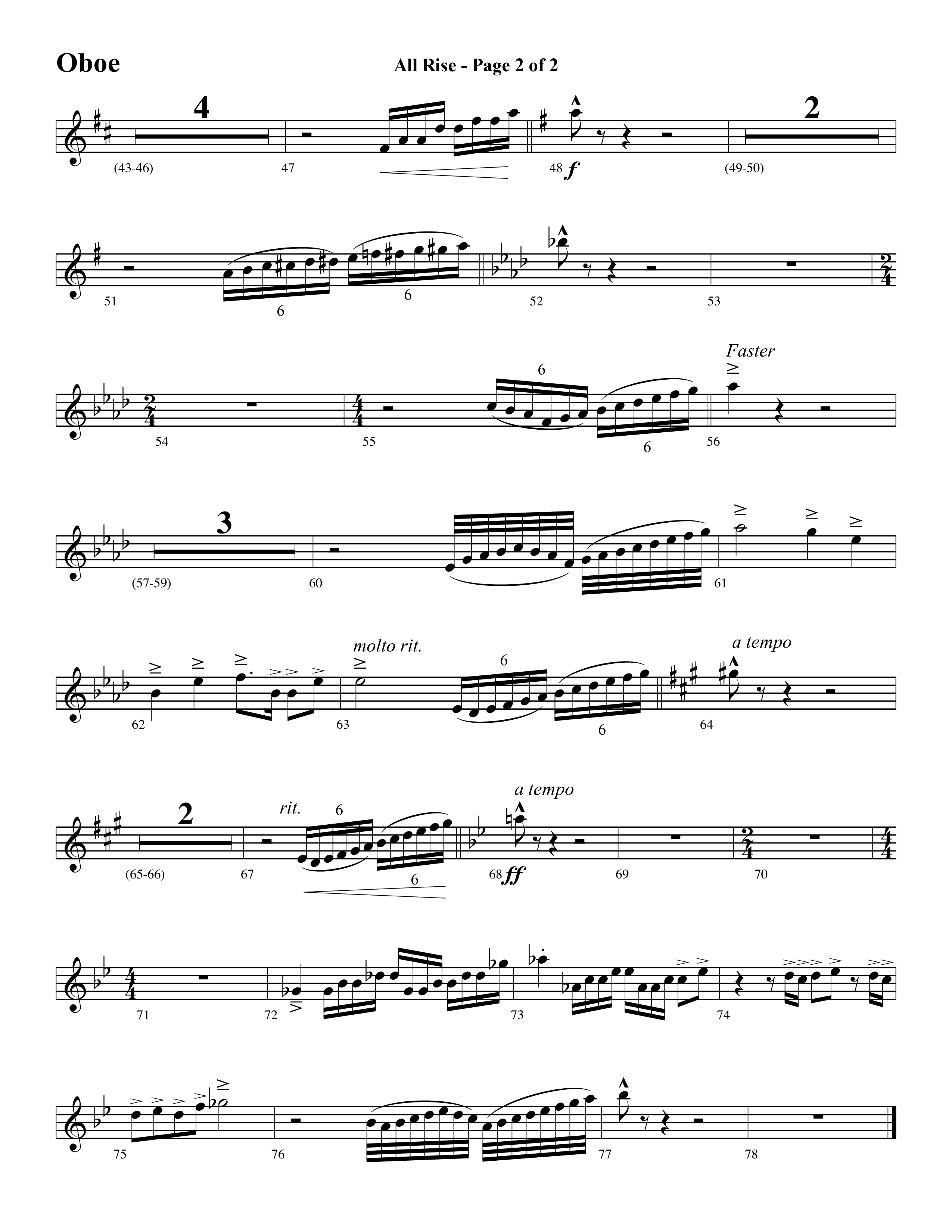 All Rise (with Holy Holy Holy Lord God Almighty) (Choral Anthem SATB) Oboe (Word Music Choral / Arr. David Clydesdale)