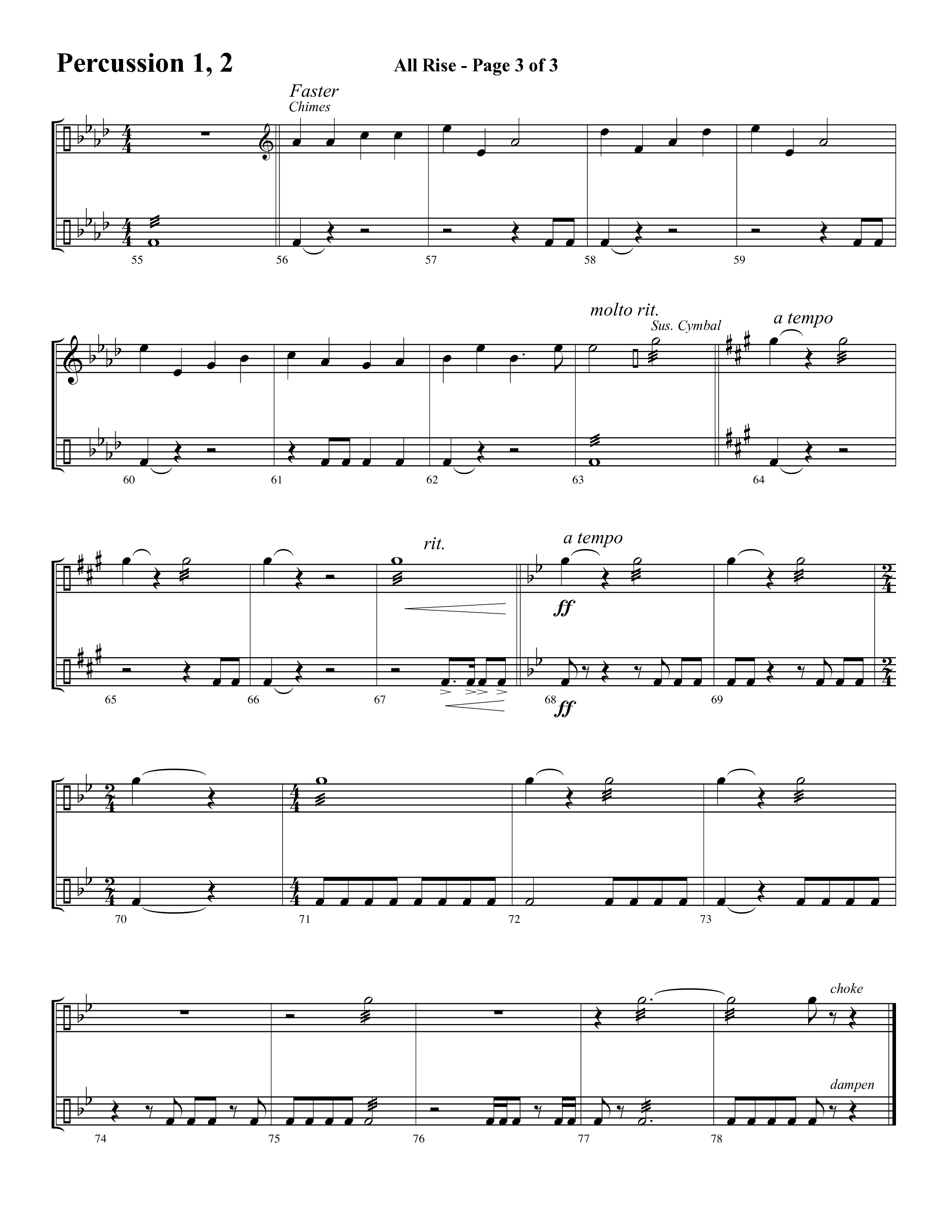 All Rise (with Holy Holy Holy Lord God Almighty) (Choral Anthem SATB) Percussion (Word Music Choral / Arr. David Clydesdale)
