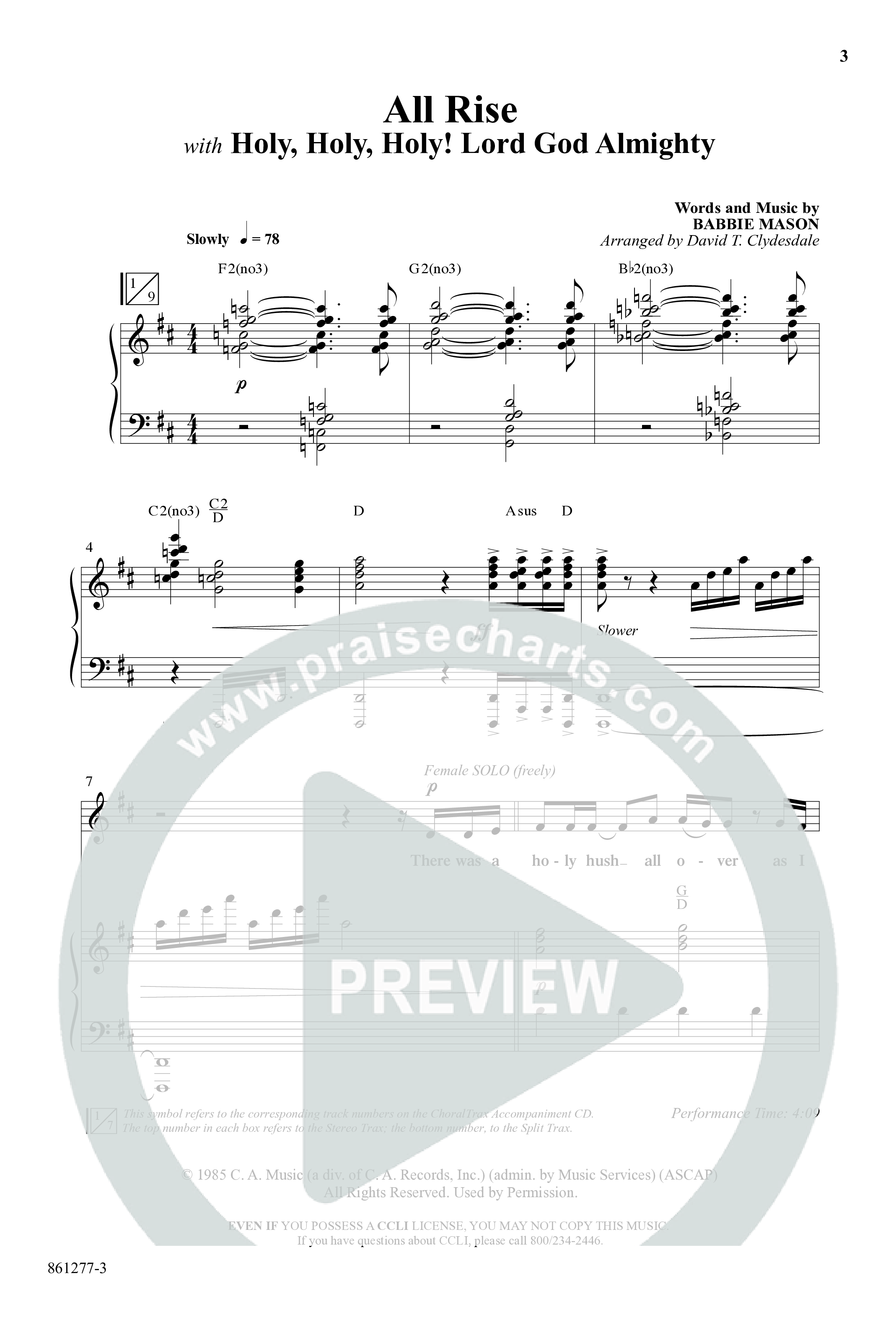 All Rise (with Holy Holy Holy Lord God Almighty) (Choral Anthem SATB) Anthem (SATB/Piano) (Word Music Choral / Arr. David Clydesdale)