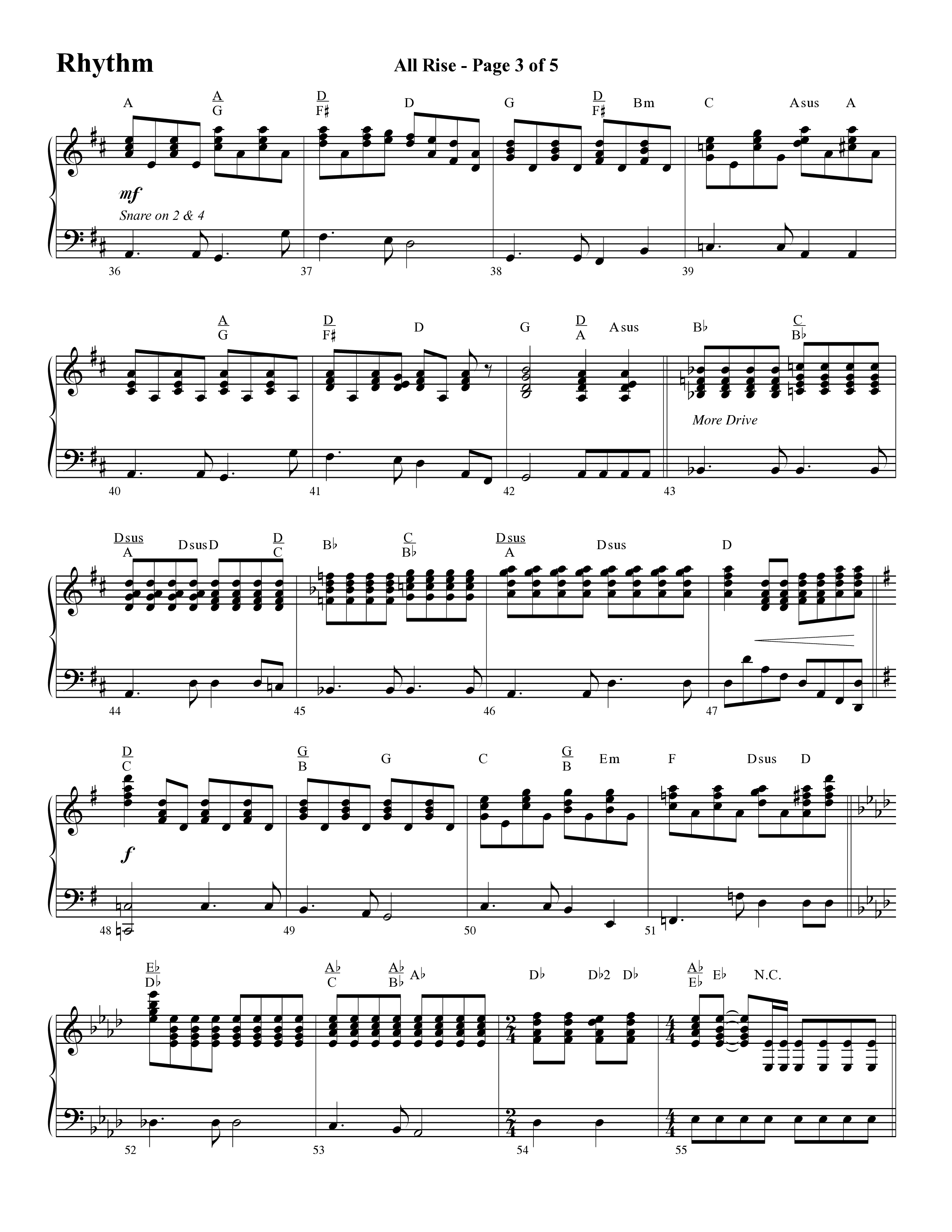 All Rise (with Holy Holy Holy Lord God Almighty) (Choral Anthem SATB) Rhythm Chart (Word Music Choral / Arr. David Clydesdale)