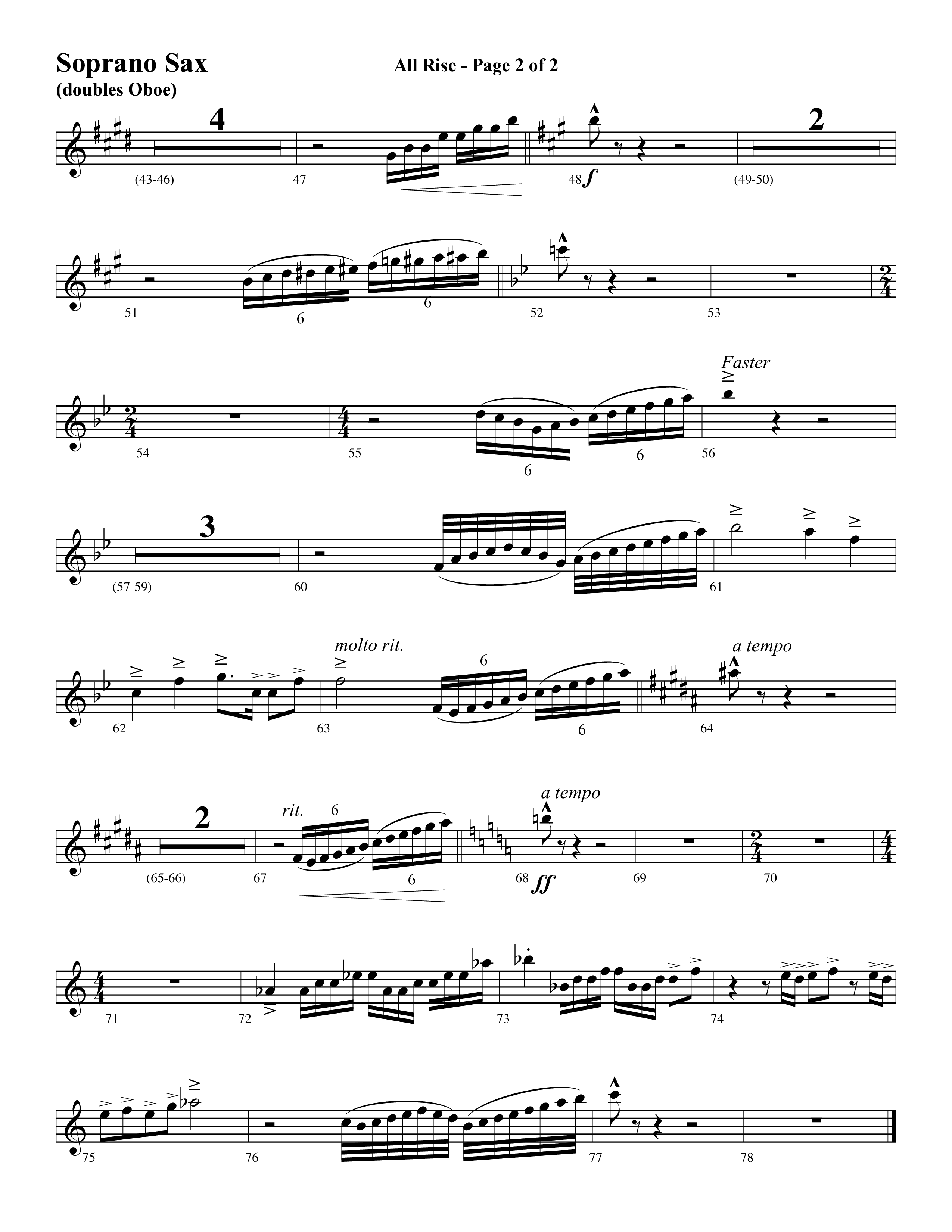 All Rise (with Holy Holy Holy Lord God Almighty) (Choral Anthem SATB) Soprano Sax (Word Music Choral / Arr. David Clydesdale)