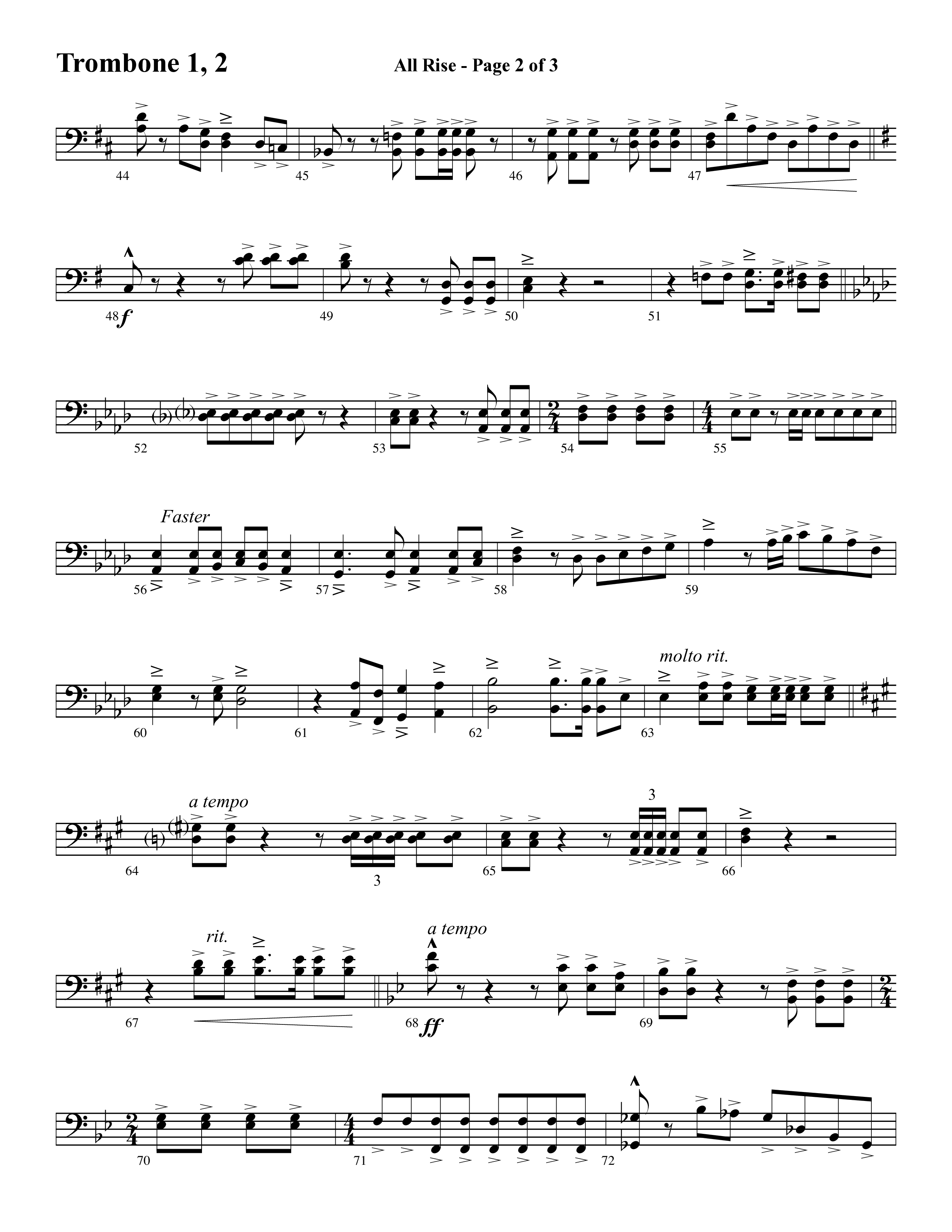 All Rise (with Holy Holy Holy Lord God Almighty) (Choral Anthem SATB) Trombone 1/2 (Word Music Choral / Arr. David Clydesdale)