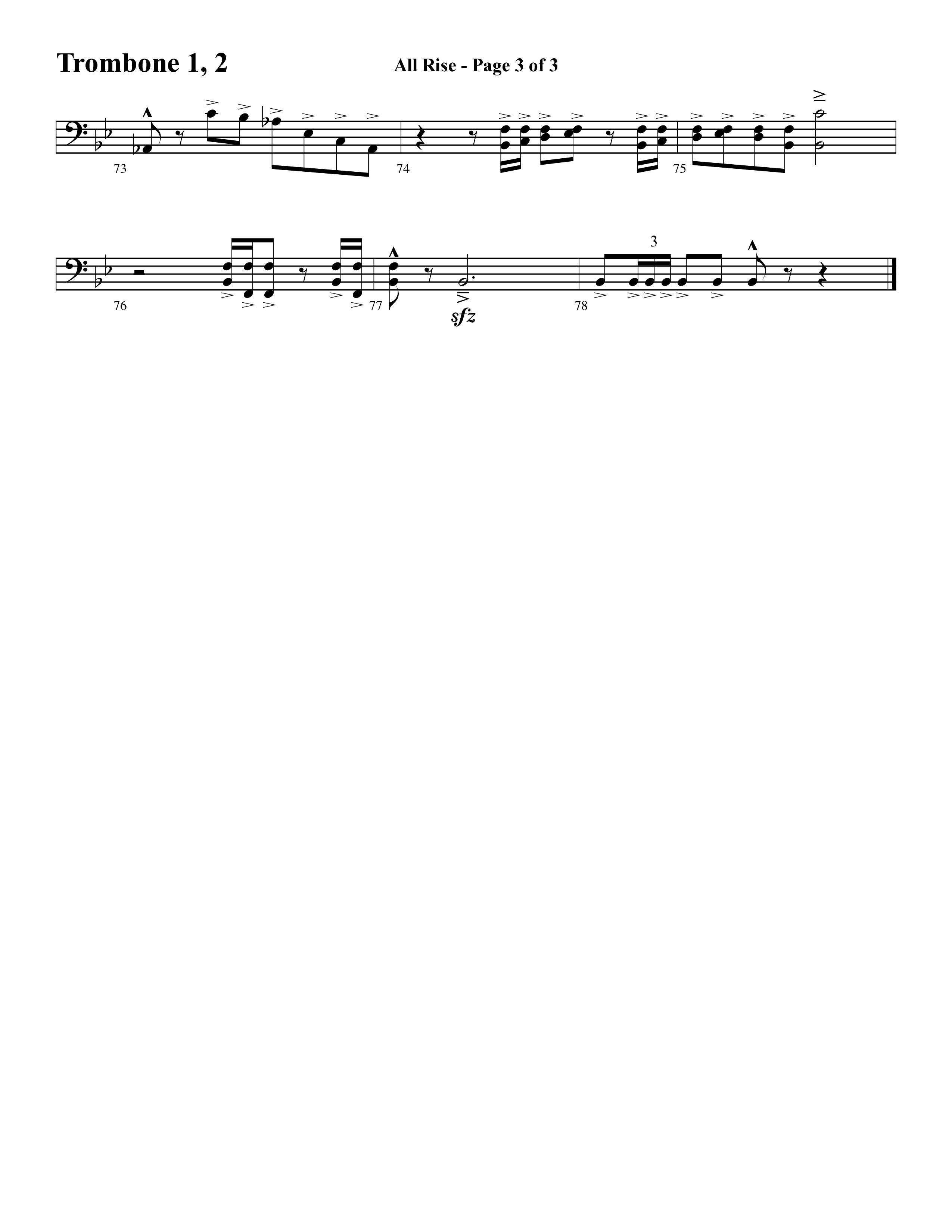 All Rise (with Holy Holy Holy Lord God Almighty) (Choral Anthem SATB) Trombone 1/2 (Word Music Choral / Arr. David Clydesdale)