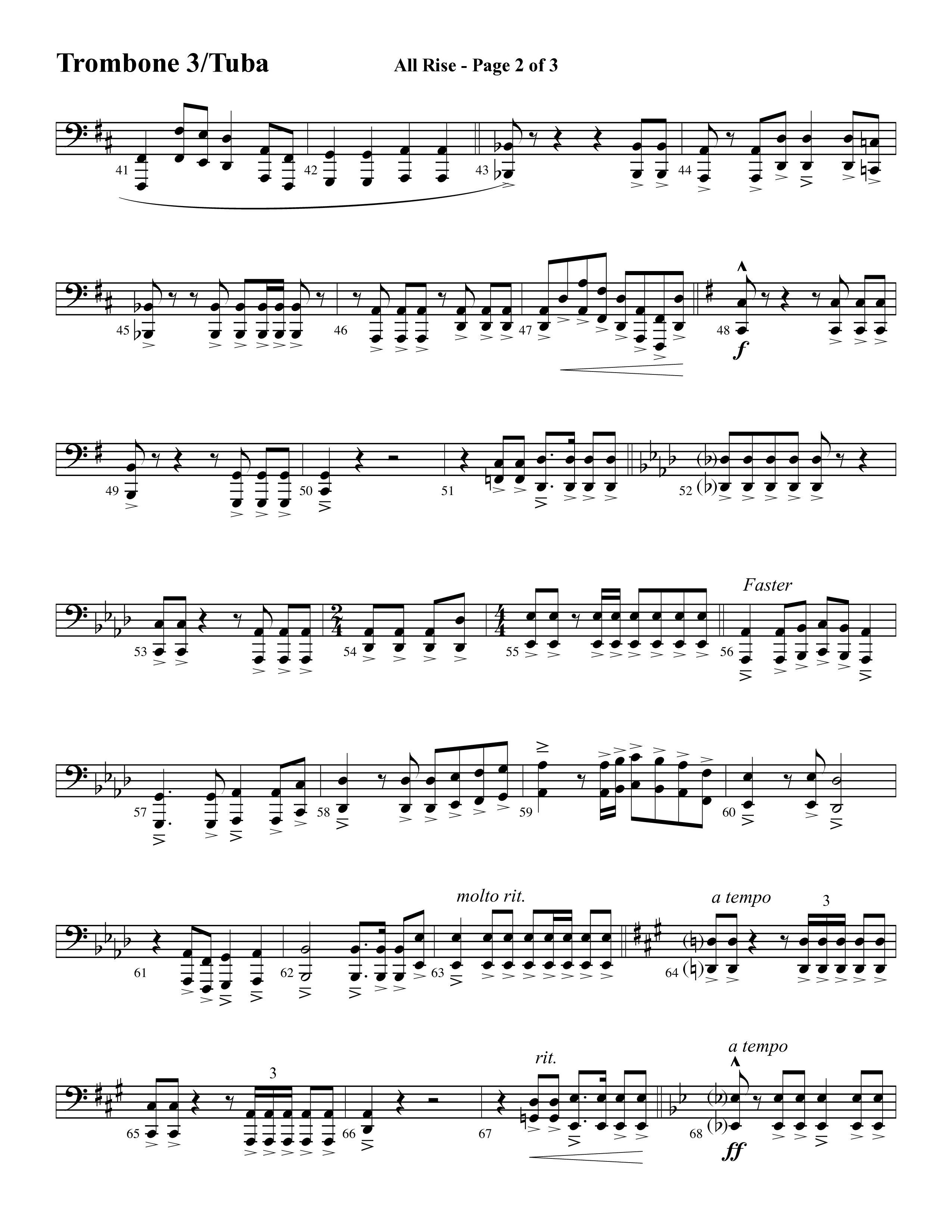 All Rise (with Holy Holy Holy Lord God Almighty) (Choral Anthem SATB) Trombone 3/Tuba (Word Music Choral / Arr. David Clydesdale)
