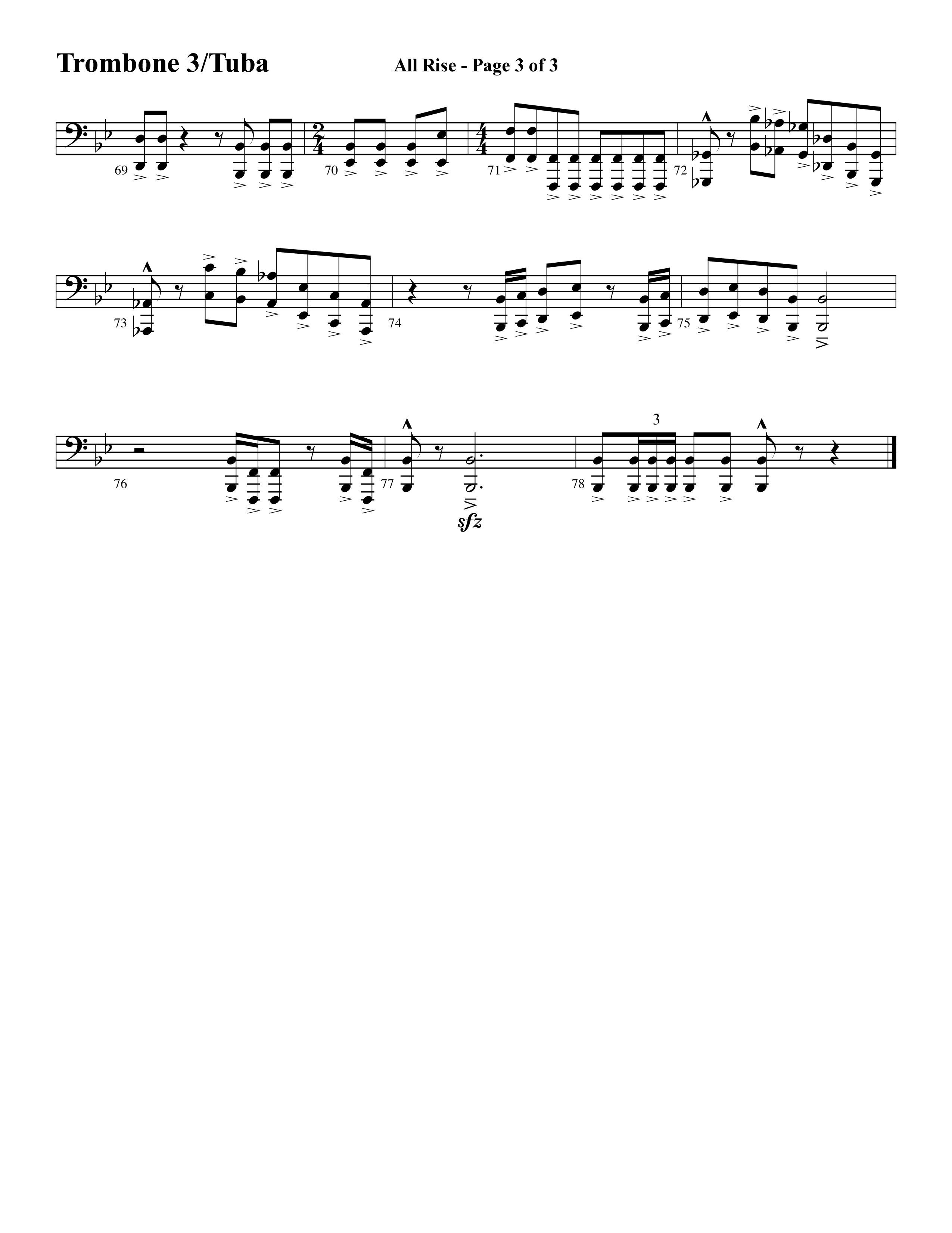 All Rise (with Holy Holy Holy Lord God Almighty) (Choral Anthem SATB) Trombone 3/Tuba (Word Music Choral / Arr. David Clydesdale)