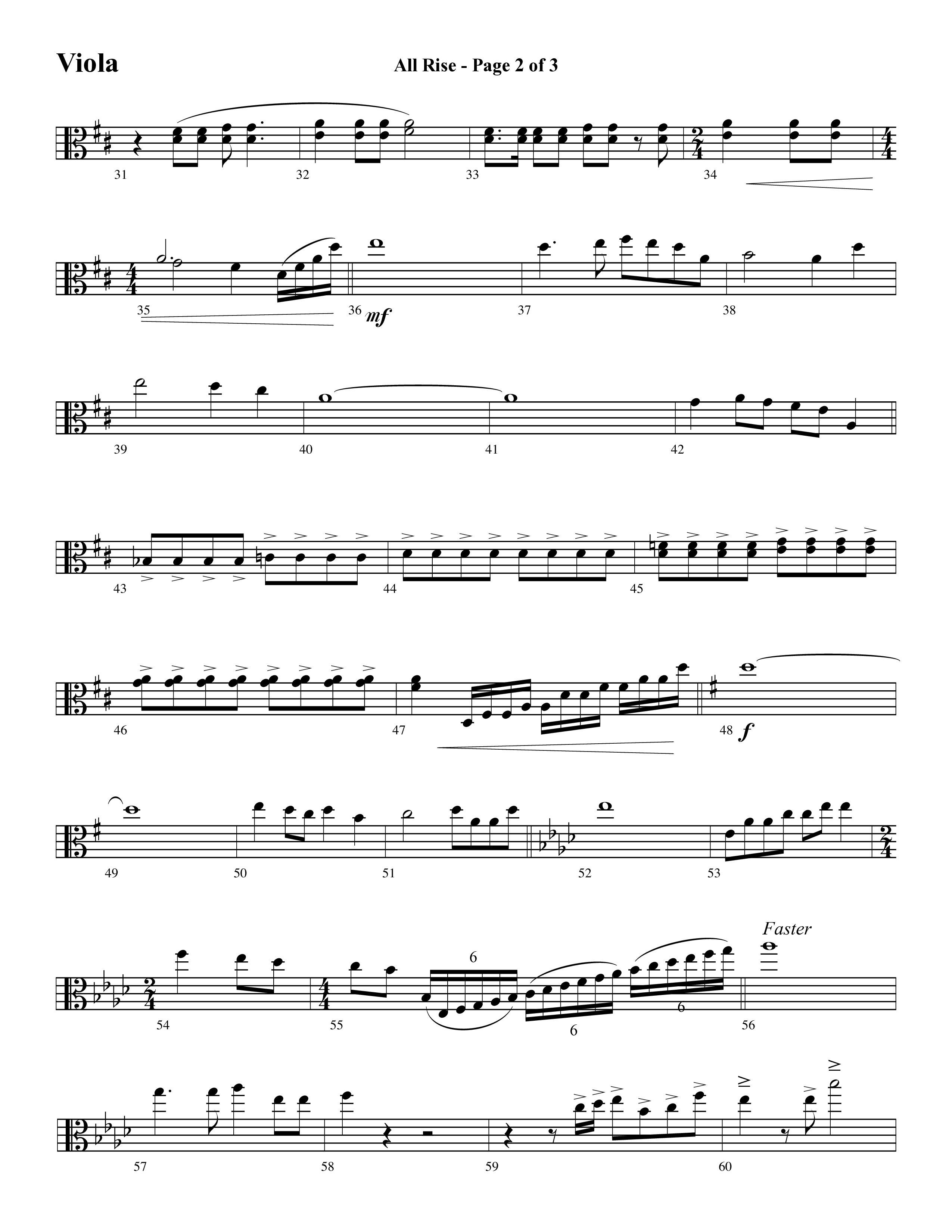 All Rise (with Holy Holy Holy Lord God Almighty) (Choral Anthem SATB) Viola (Word Music Choral / Arr. David Clydesdale)