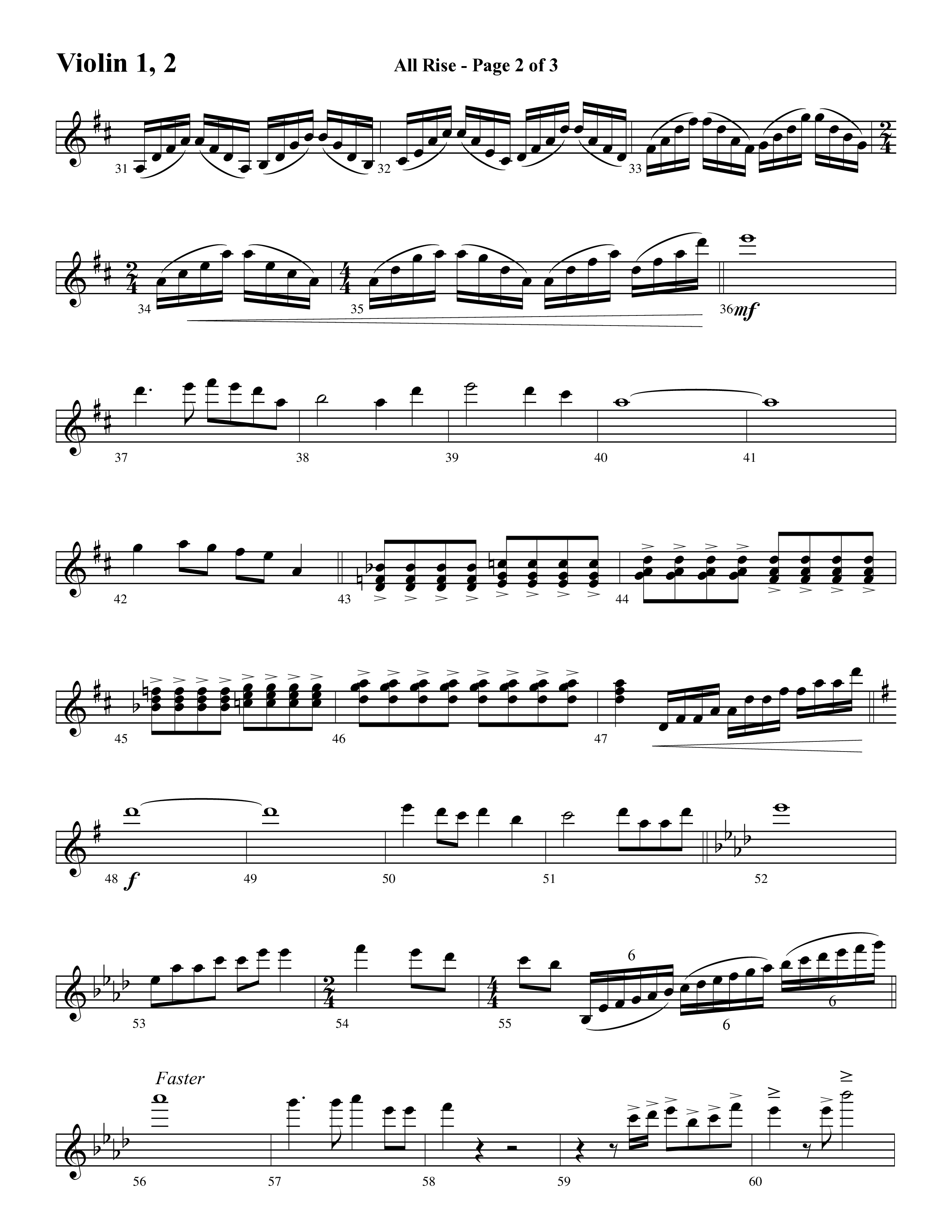 All Rise (with Holy Holy Holy Lord God Almighty) (Choral Anthem SATB) Violin 1/2 (Word Music Choral / Arr. David Clydesdale)
