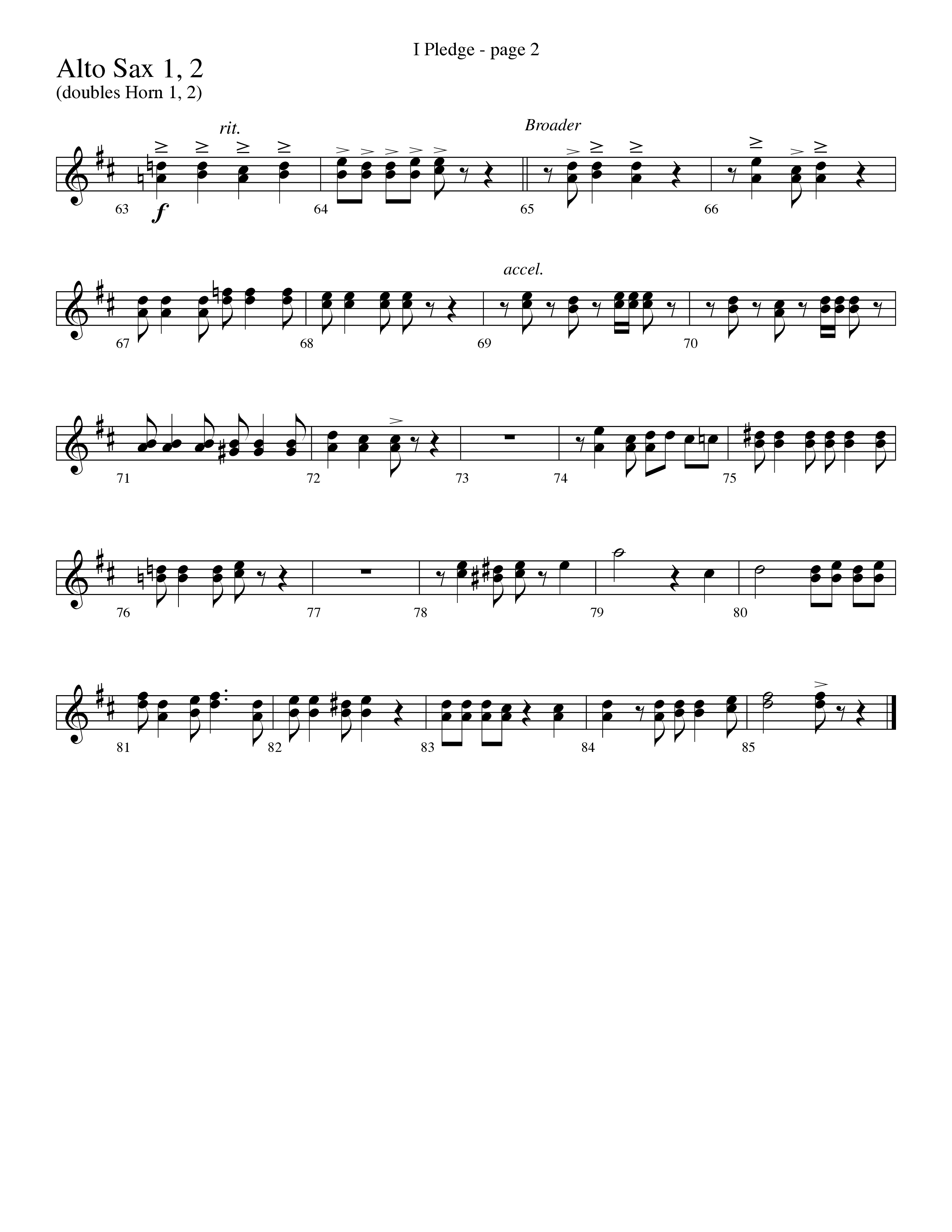 I Pledge (with My Country Tis Of Thee and You're A Grand Old Flag) (Choral Anthem SATB) Alto Sax 1/2 (Word Music Choral / Arr. David Clydesdale)