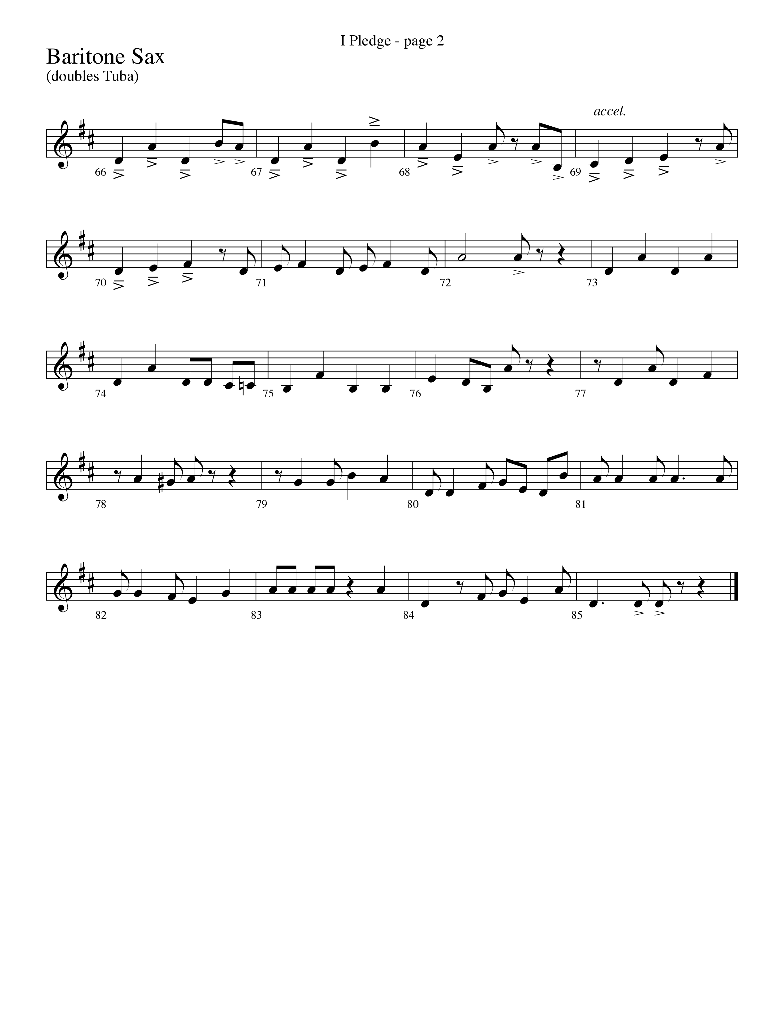 I Pledge (with My Country Tis Of Thee and You're A Grand Old Flag) (Choral Anthem SATB) Bari Sax (Word Music Choral / Arr. David Clydesdale)