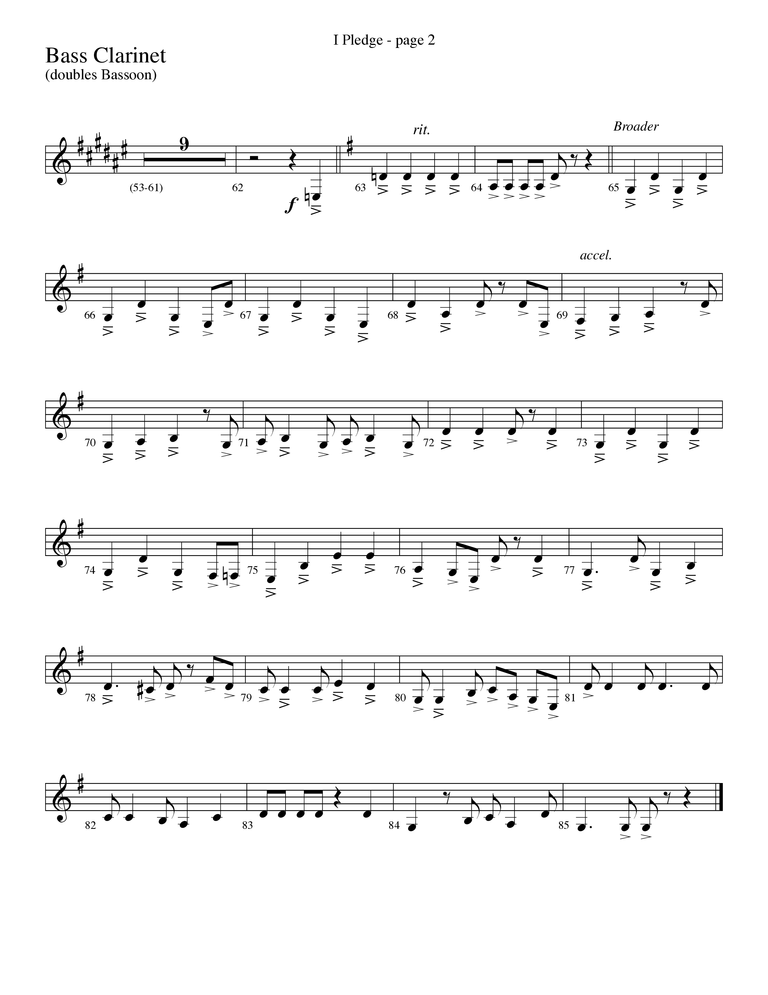 I Pledge (with My Country Tis Of Thee and You're A Grand Old Flag) (Choral Anthem SATB) Bass Clarinet (Word Music Choral / Arr. David Clydesdale)