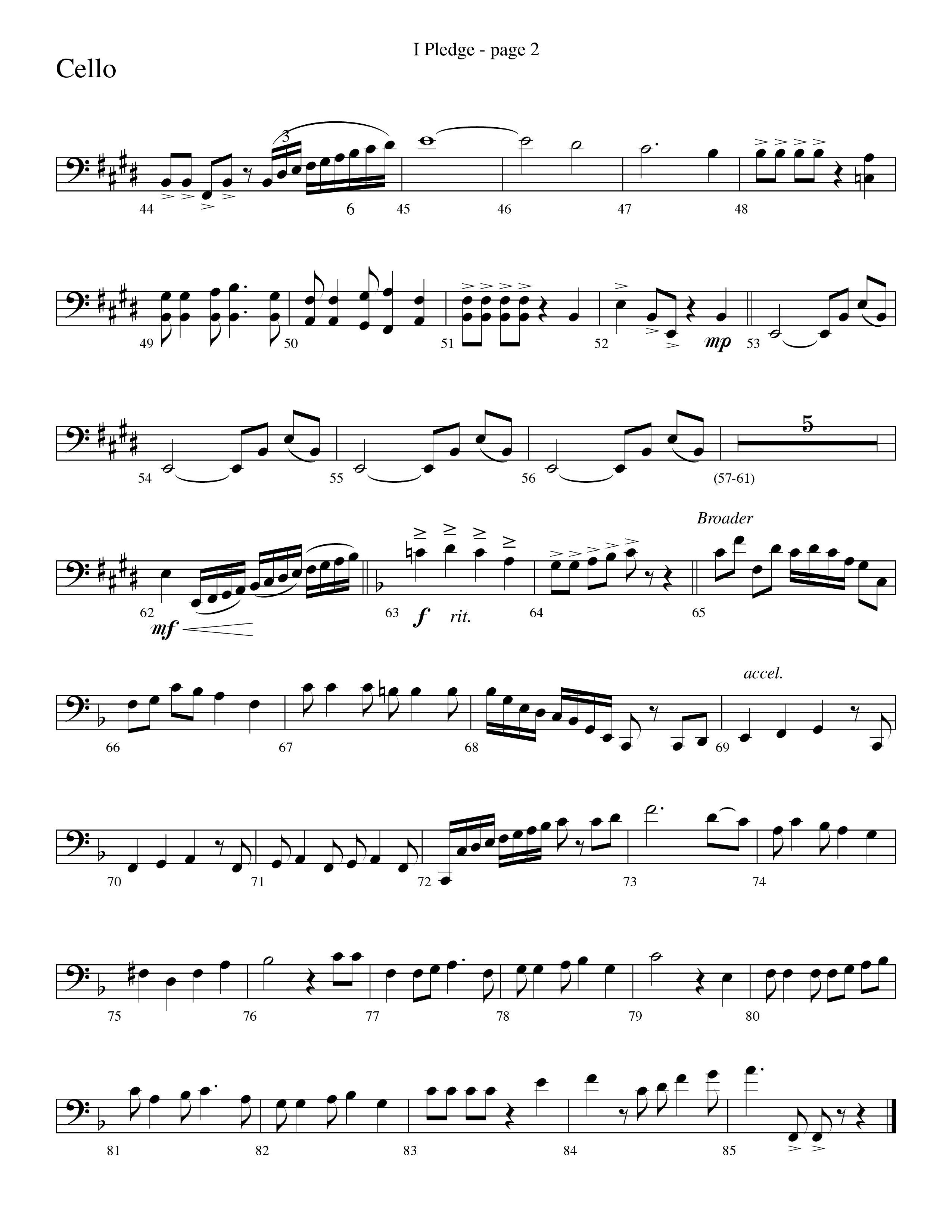 I Pledge (with My Country Tis Of Thee and You're A Grand Old Flag) (Choral Anthem SATB) Cello (Word Music Choral / Arr. David Clydesdale)