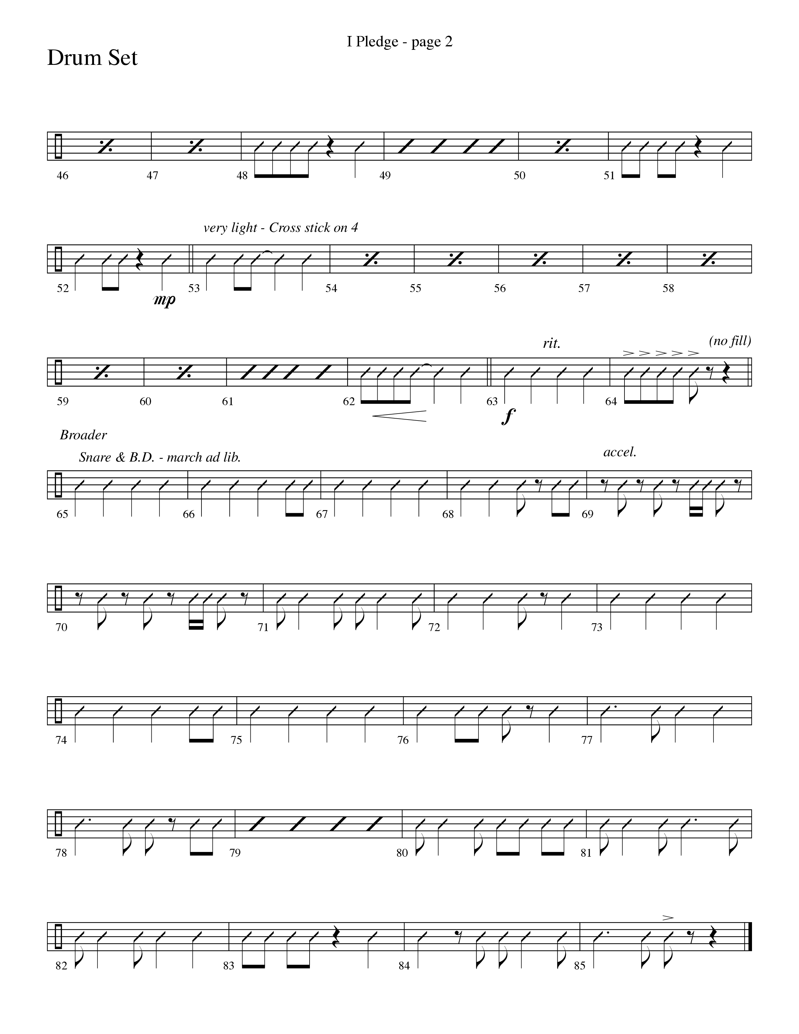 I Pledge (with My Country Tis Of Thee and You're A Grand Old Flag) (Choral Anthem SATB) Drum Set (Word Music Choral / Arr. David Clydesdale)