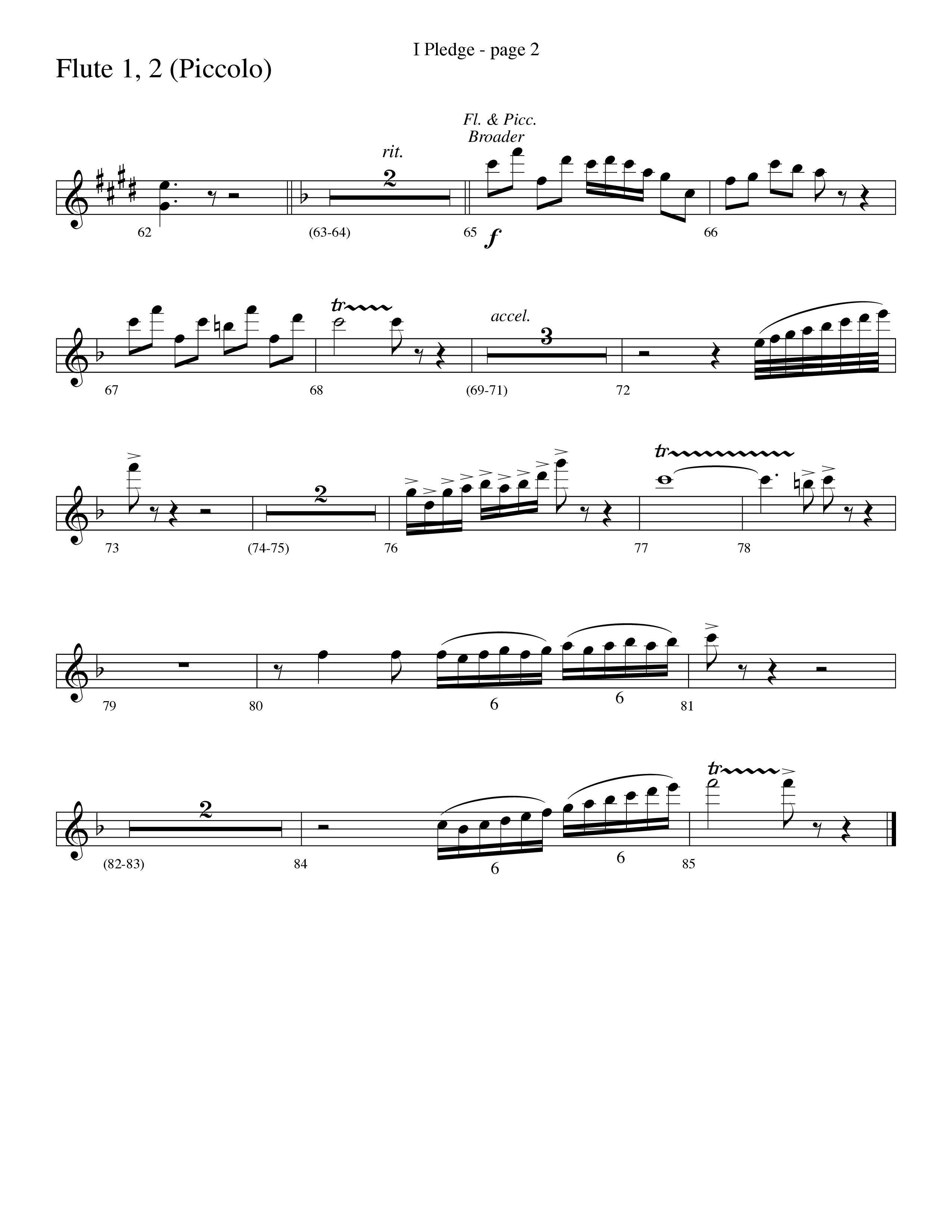 I Pledge (with My Country Tis Of Thee and You're A Grand Old Flag) (Choral Anthem SATB) Flute 1/2 (Word Music Choral / Arr. David Clydesdale)