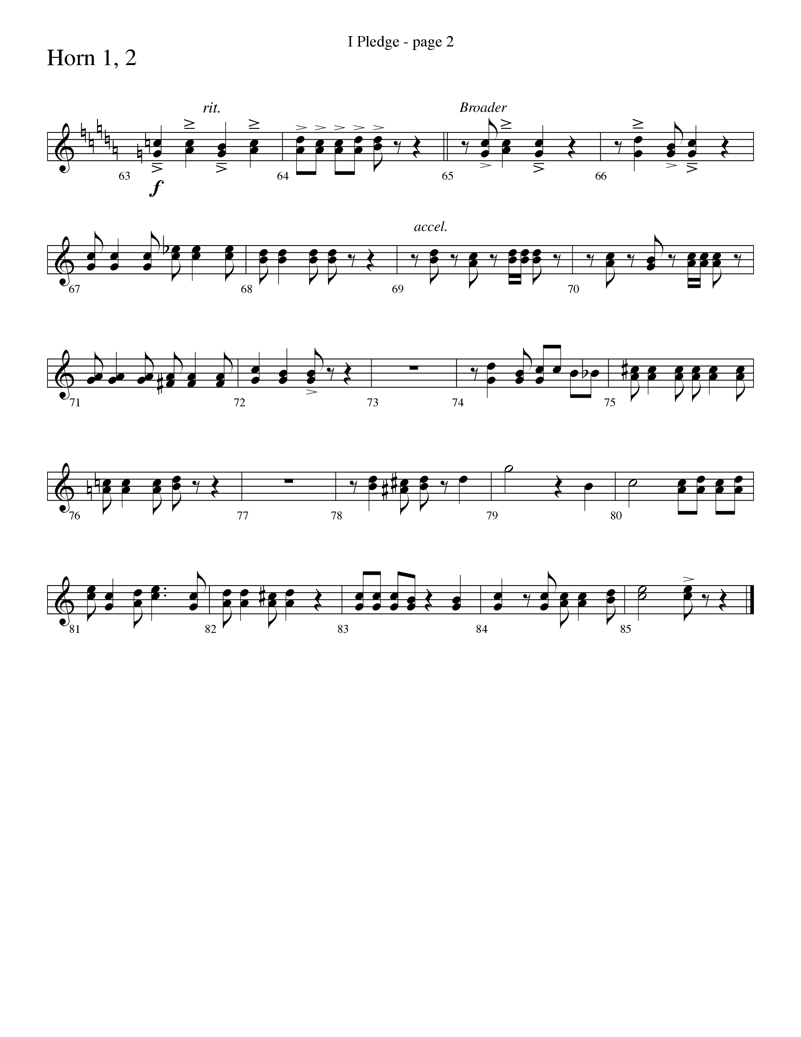 I Pledge (with My Country Tis Of Thee and You're A Grand Old Flag) (Choral Anthem SATB) French Horn 1/2 (Word Music Choral / Arr. David Clydesdale)