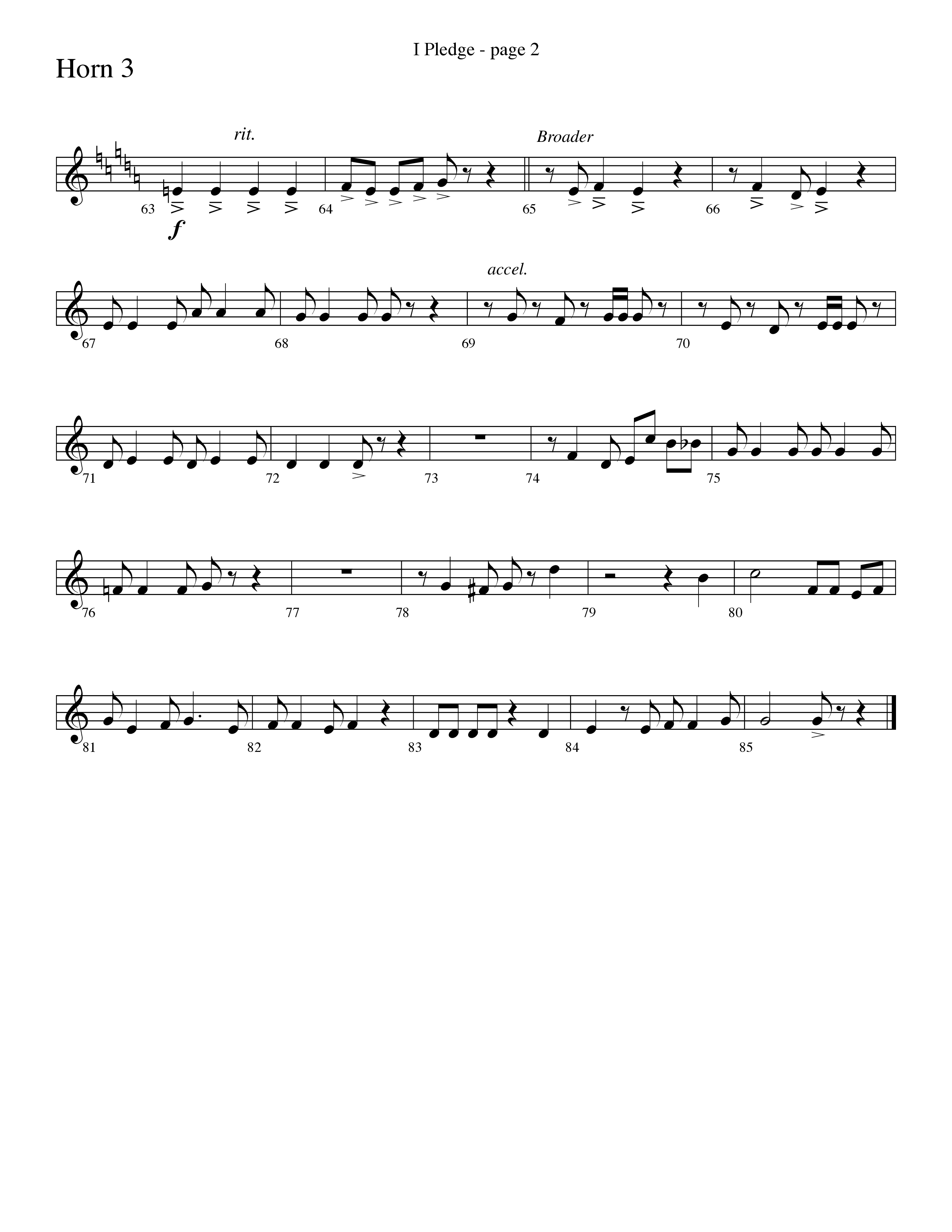 I Pledge (with My Country Tis Of Thee and You're A Grand Old Flag) (Choral Anthem SATB) French Horn 3 (Word Music Choral / Arr. David Clydesdale)