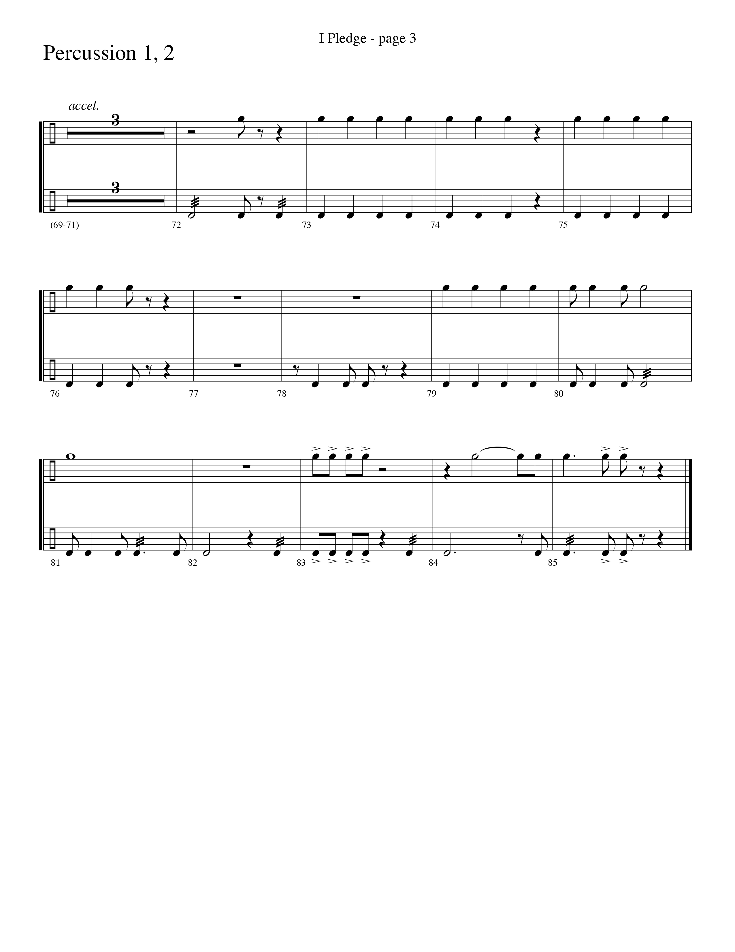 I Pledge (with My Country Tis Of Thee and You're A Grand Old Flag) (Choral Anthem SATB) Percussion 1/2 (Word Music Choral / Arr. David Clydesdale)