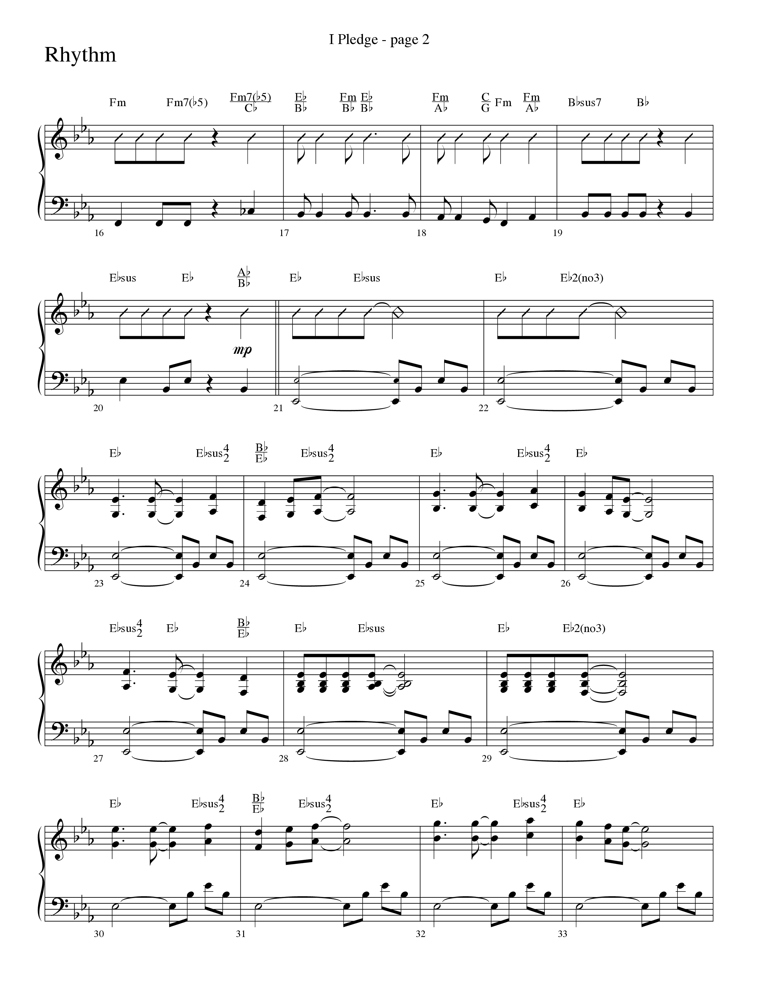 I Pledge (with My Country Tis Of Thee and You're A Grand Old Flag) (Choral Anthem SATB) Rhythm Chart (Word Music Choral / Arr. David Clydesdale)