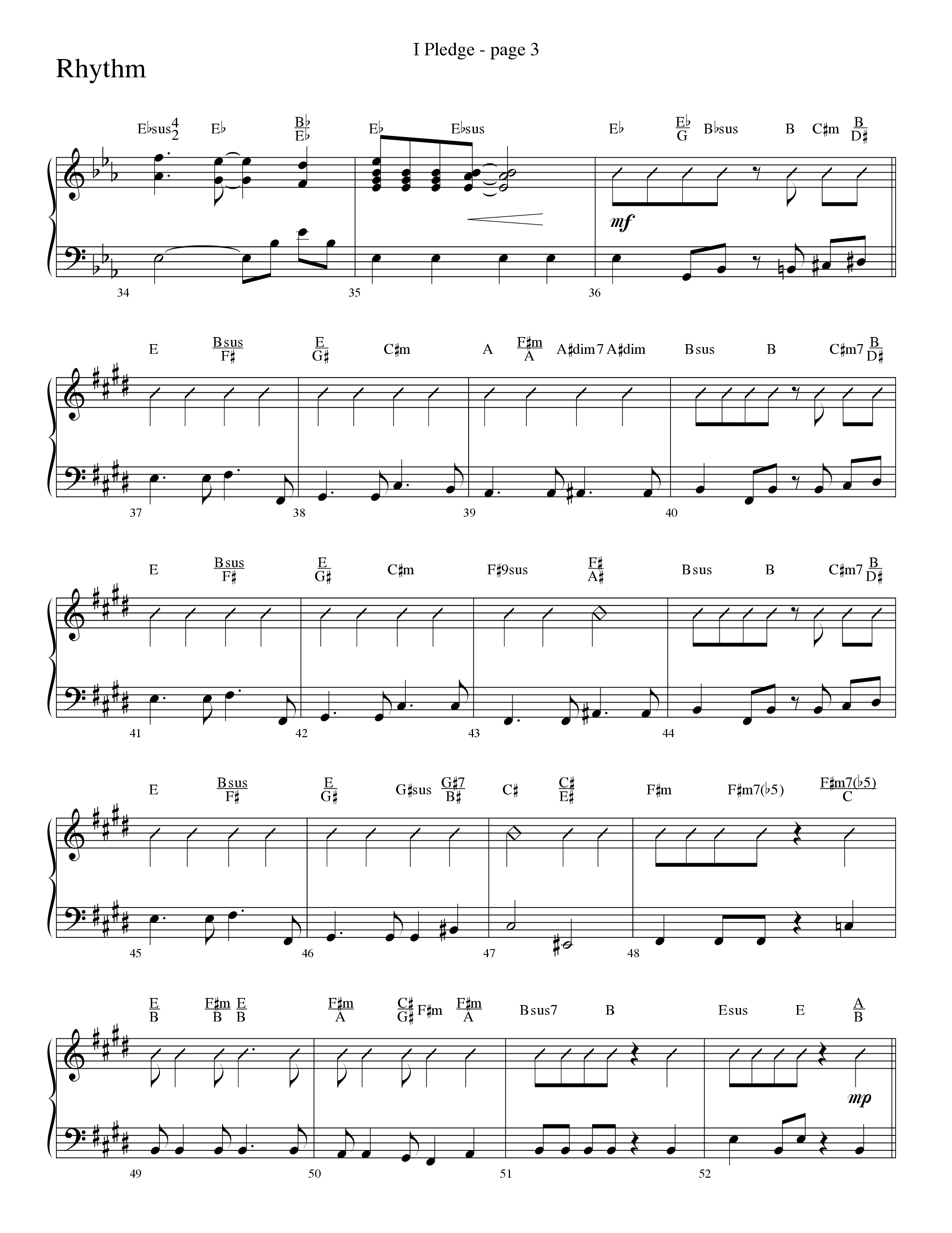 I Pledge (with My Country Tis Of Thee and You're A Grand Old Flag) (Choral Anthem SATB) Rhythm Chart (Word Music Choral / Arr. David Clydesdale)