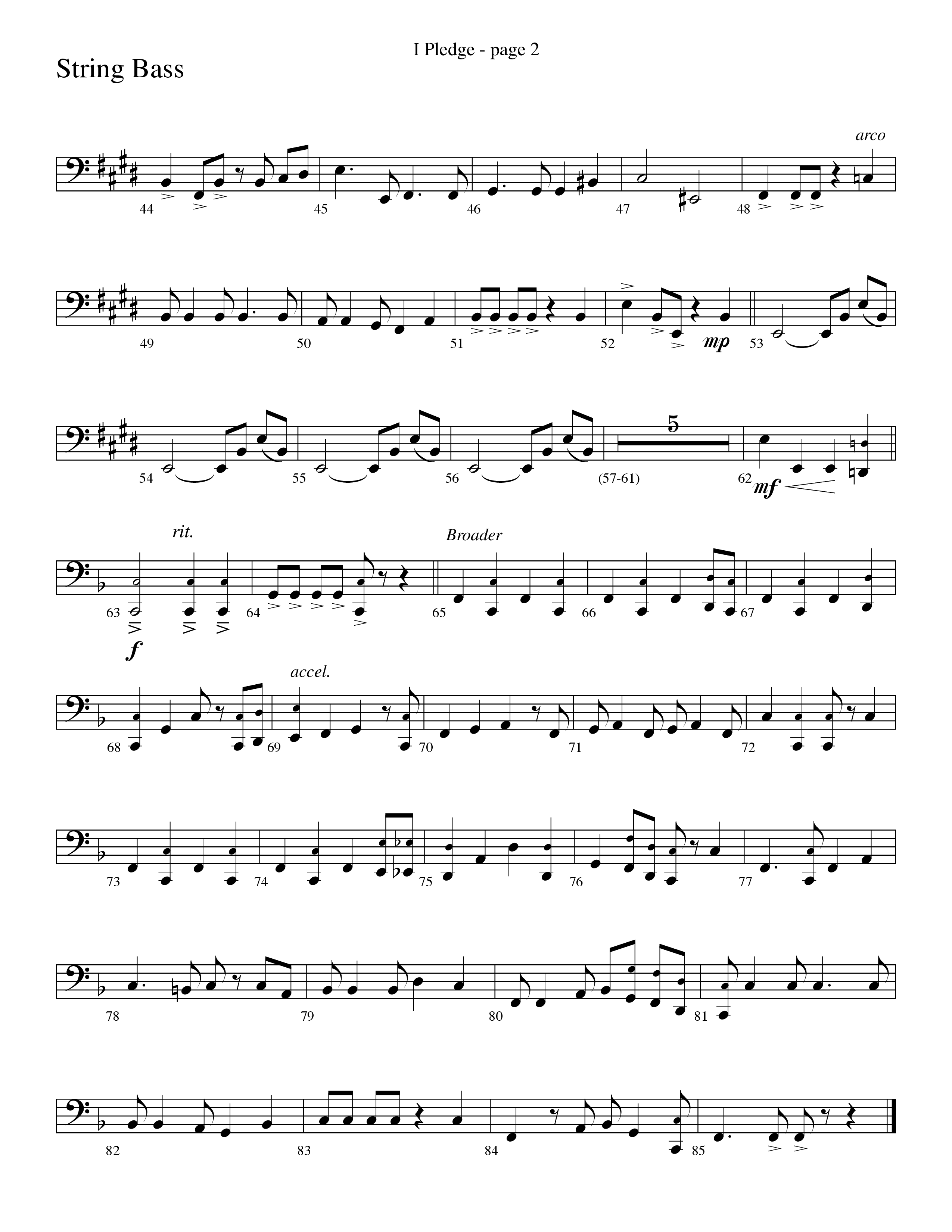 I Pledge (with My Country Tis Of Thee and You're A Grand Old Flag) (Choral Anthem SATB) String Bass (Word Music Choral / Arr. David Clydesdale)