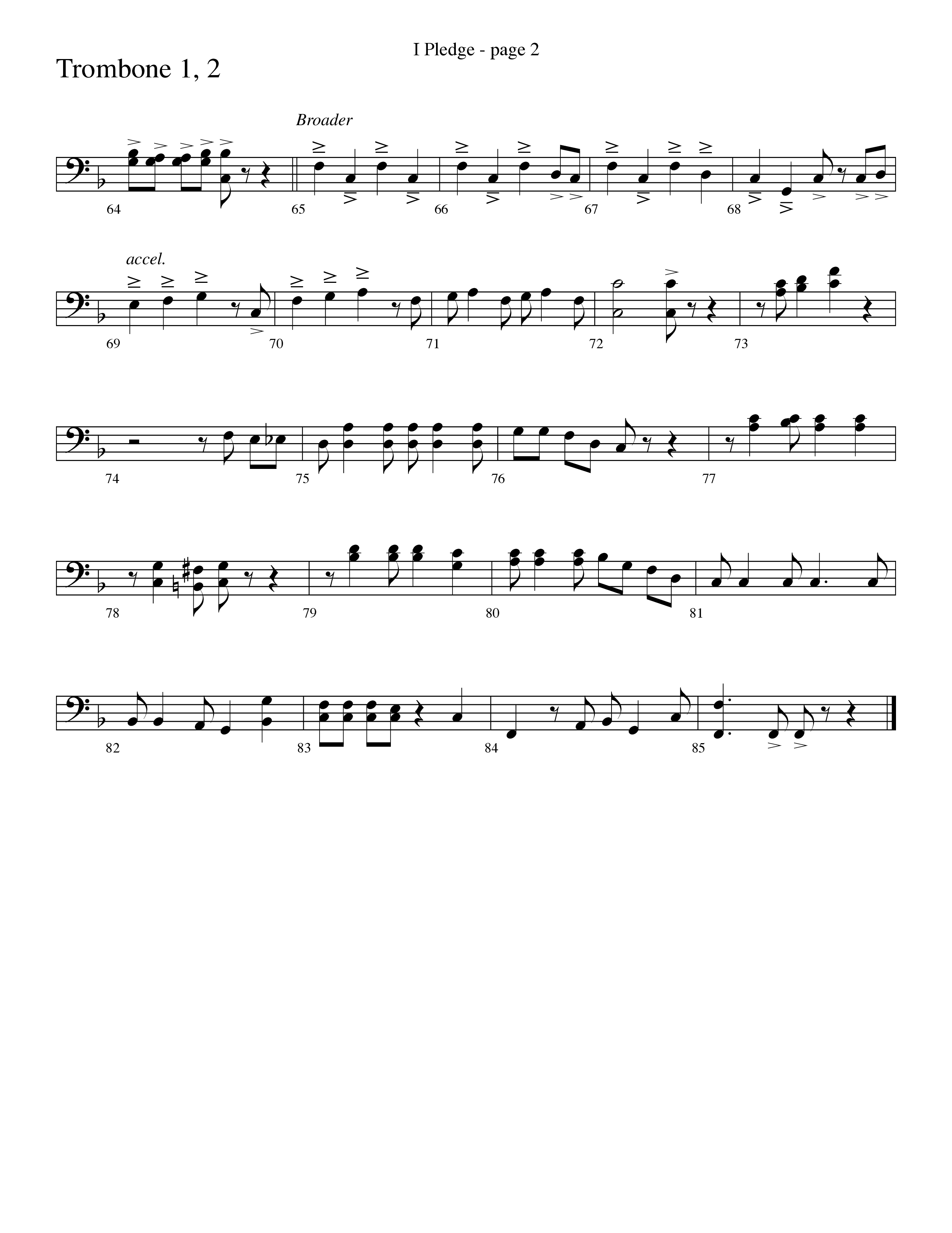 I Pledge (with My Country Tis Of Thee and You're A Grand Old Flag) (Choral Anthem SATB) Trombone 1/2 (Word Music Choral / Arr. David Clydesdale)