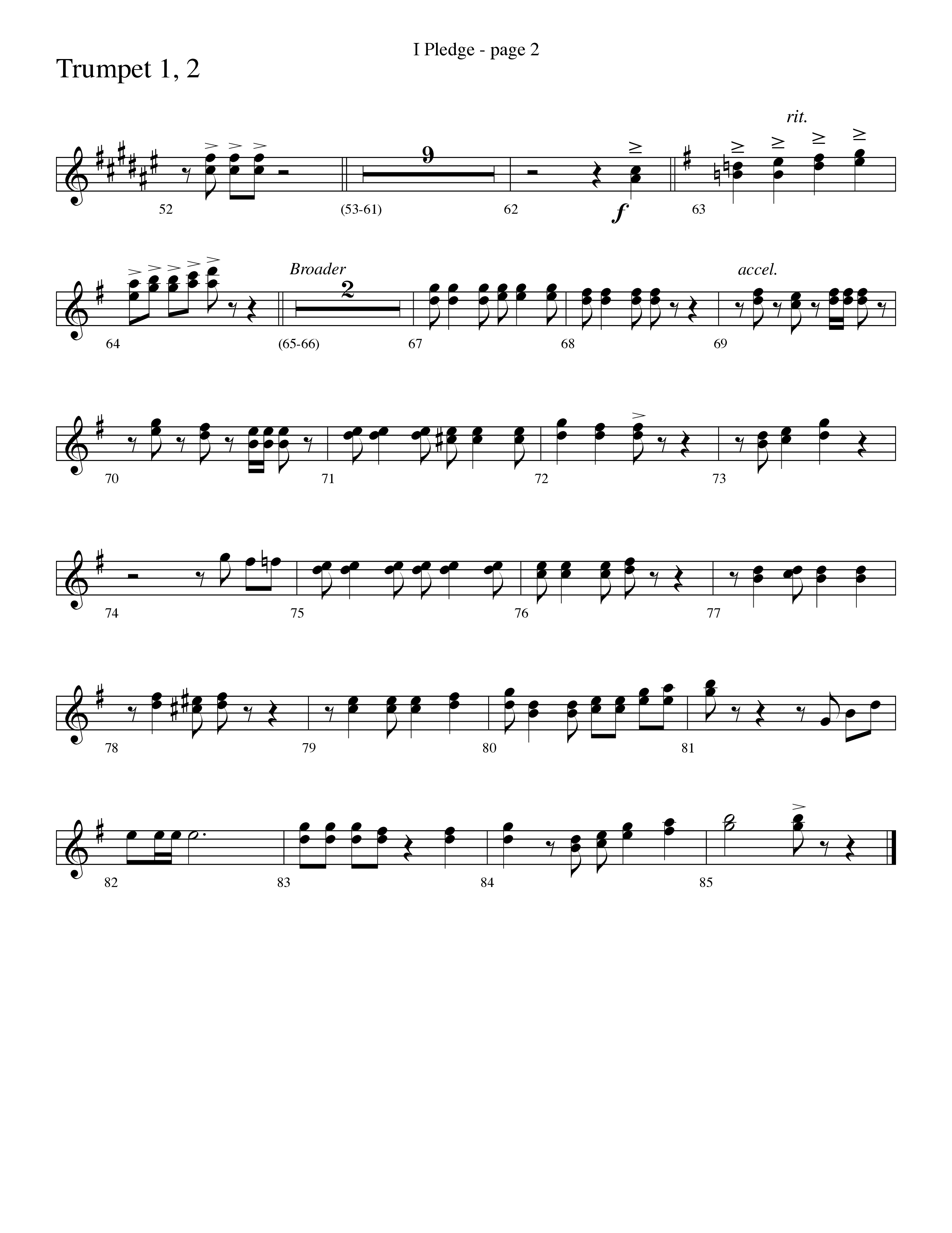I Pledge (with My Country Tis Of Thee and You're A Grand Old Flag) (Choral Anthem SATB) Trumpet 1,2 (Word Music Choral / Arr. David Clydesdale)