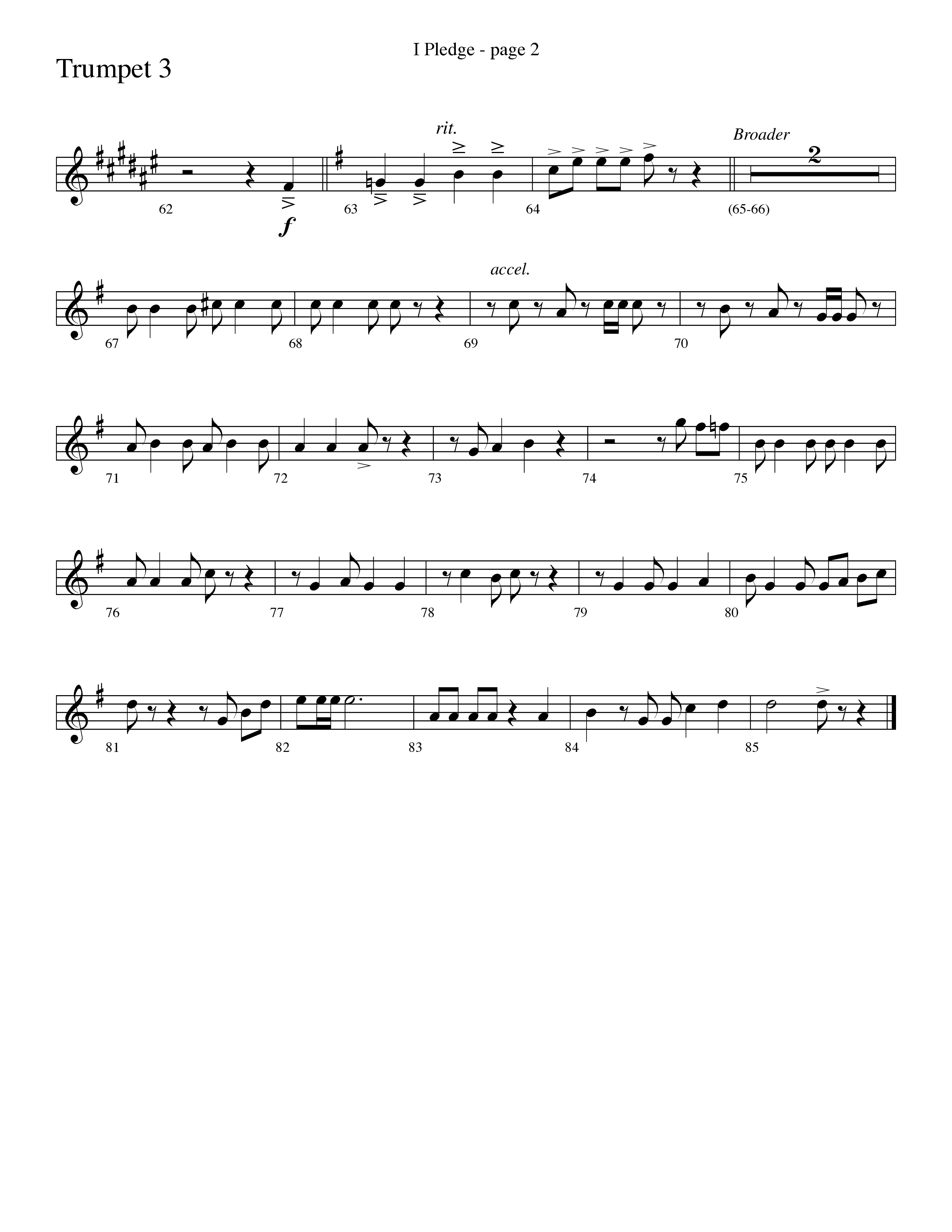 I Pledge (with My Country Tis Of Thee and You're A Grand Old Flag) (Choral Anthem SATB) Trumpet 3 (Word Music Choral / Arr. David Clydesdale)