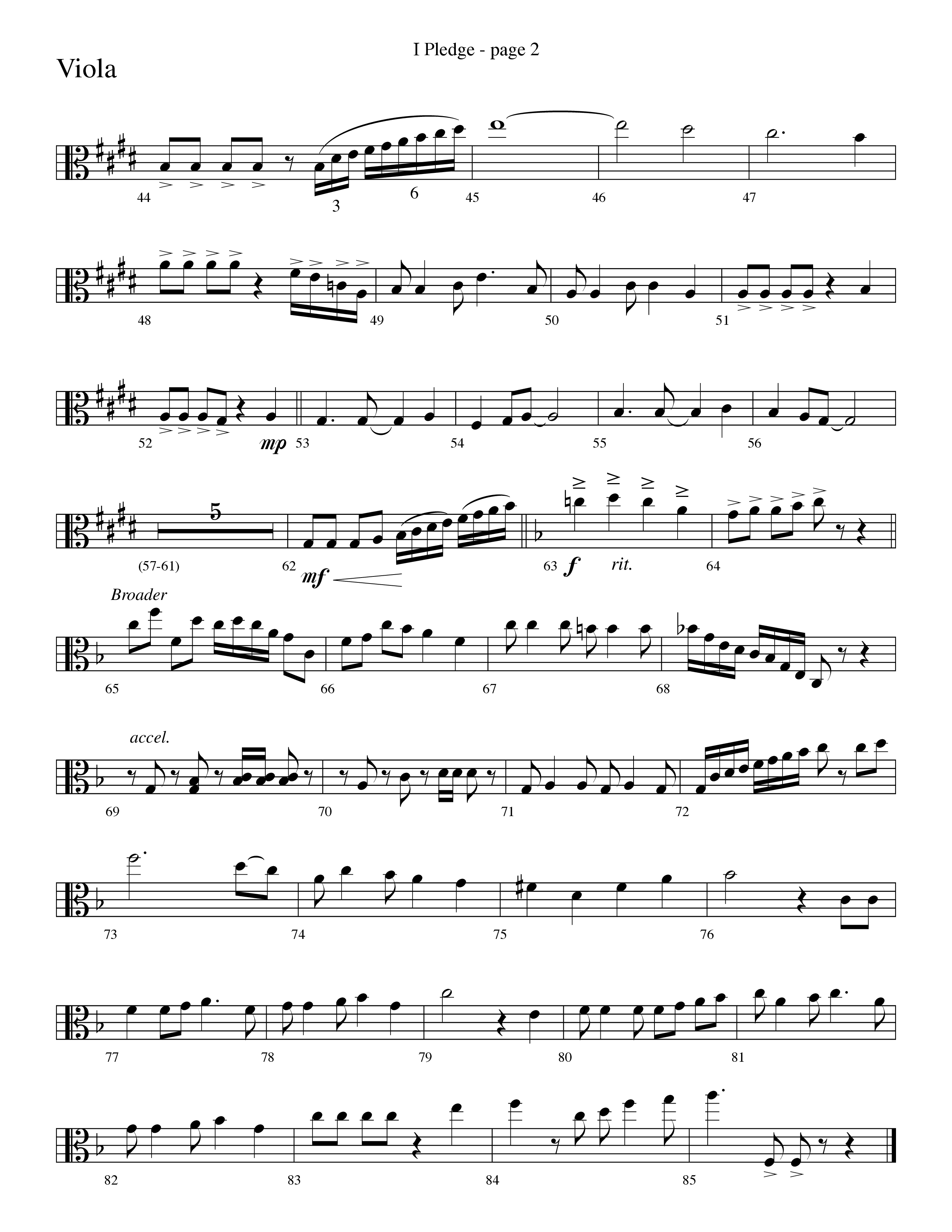 I Pledge (with My Country Tis Of Thee and You're A Grand Old Flag) (Choral Anthem SATB) Viola (Word Music Choral / Arr. David Clydesdale)