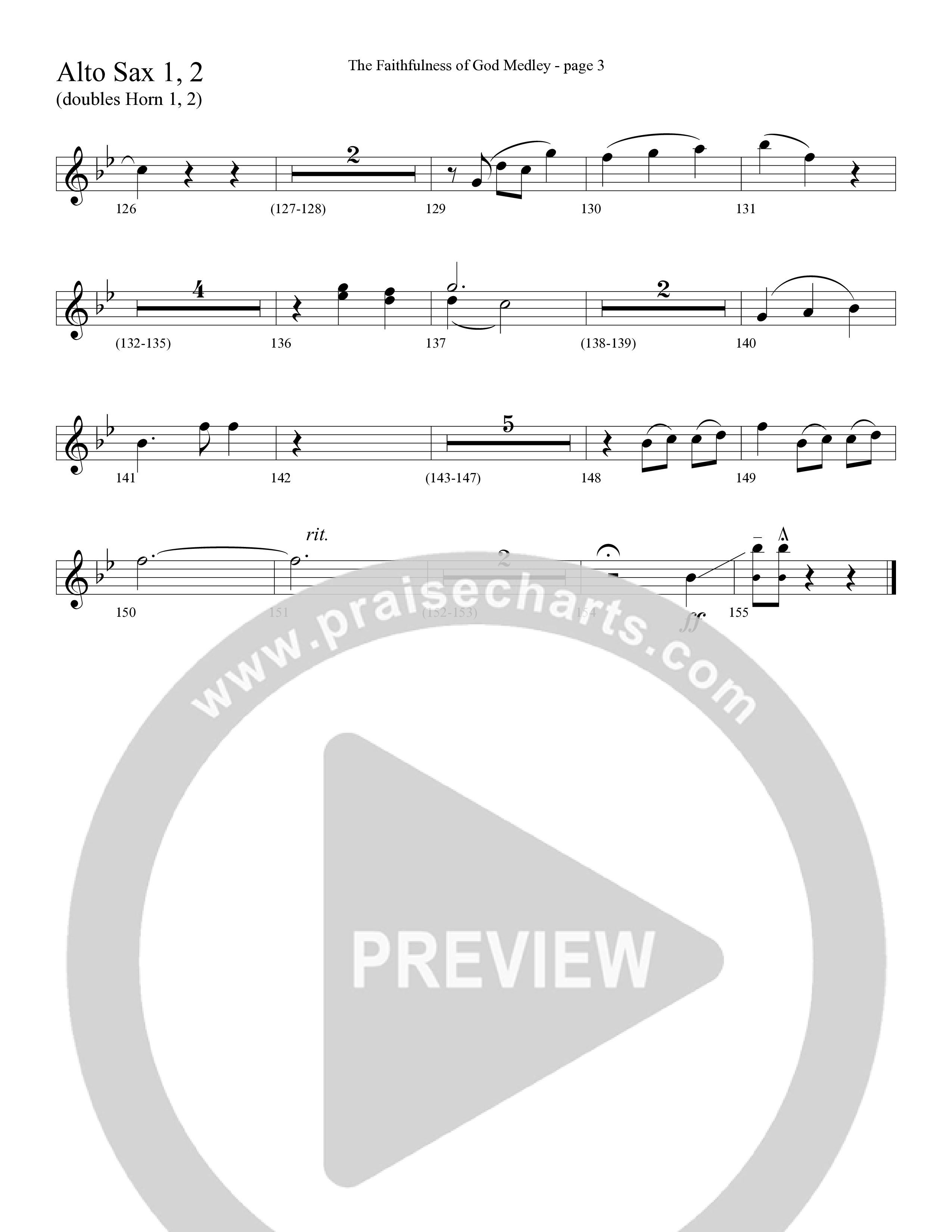 The Faithfulness of God Medley (Choral Anthem SATB) Alto Sax 1/2 (Word Music Choral / Arr. Russell Mauldin)