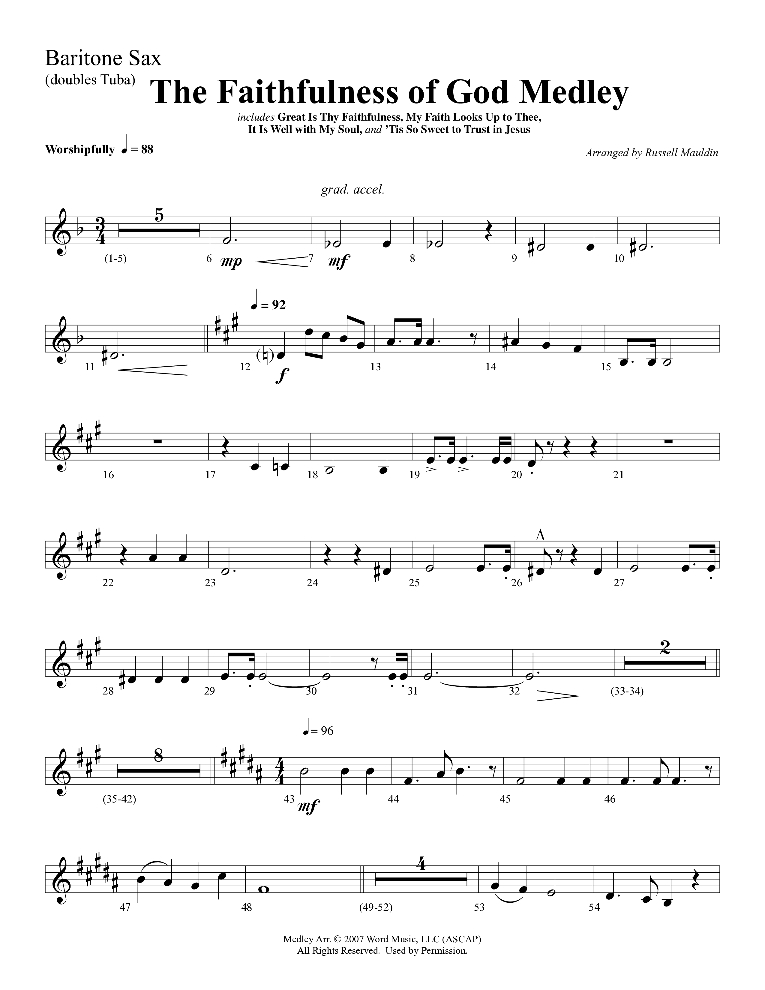 The Faithfulness of God Medley (Choral Anthem SATB) Bari Sax (Word Music Choral / Arr. Russell Mauldin)