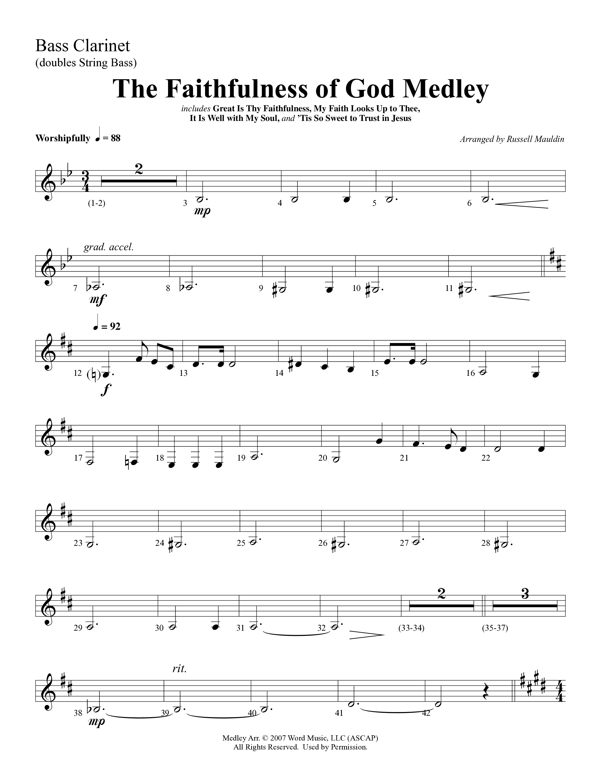 The Faithfulness of God Medley (Choral Anthem SATB) Bass Clarinet (Word Music Choral / Arr. Russell Mauldin)