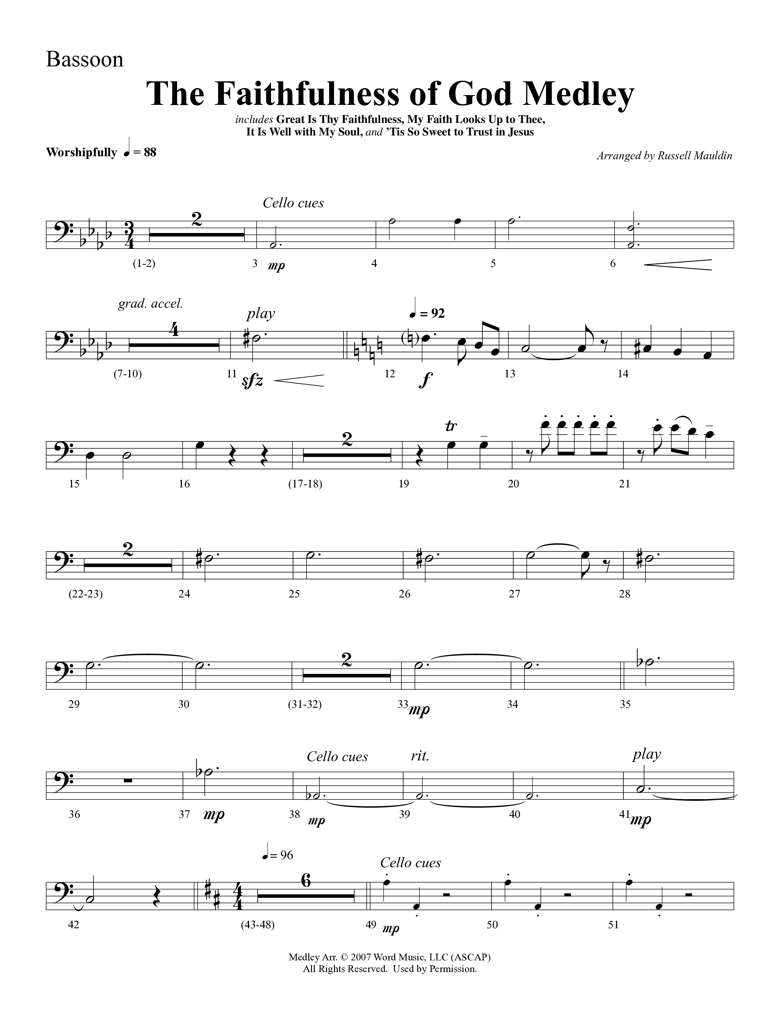 The Faithfulness of God Medley (Choral Anthem SATB) Bassoon (Word Music Choral / Arr. Russell Mauldin)