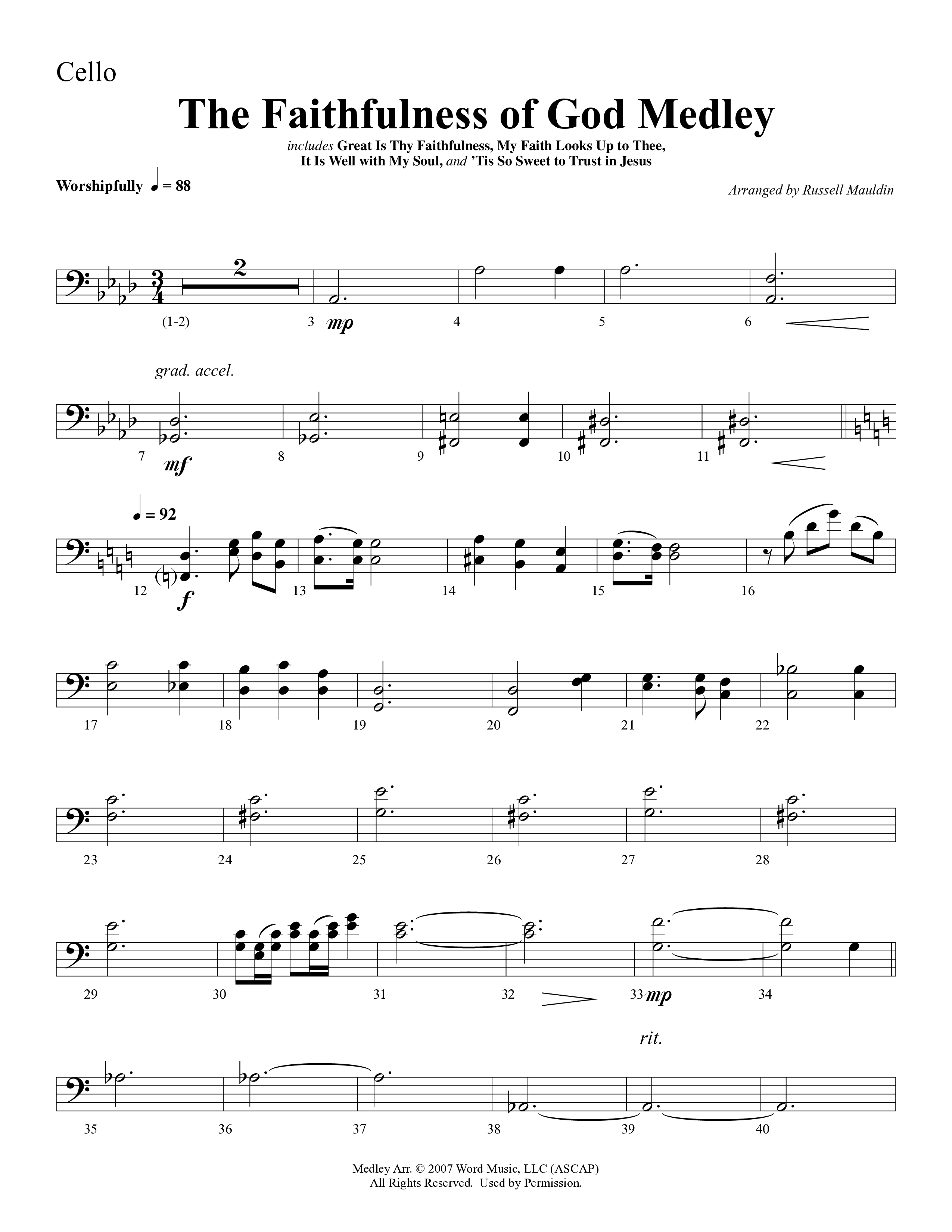 The Faithfulness of God Medley (Choral Anthem SATB) Cello (Word Music Choral / Arr. Russell Mauldin)