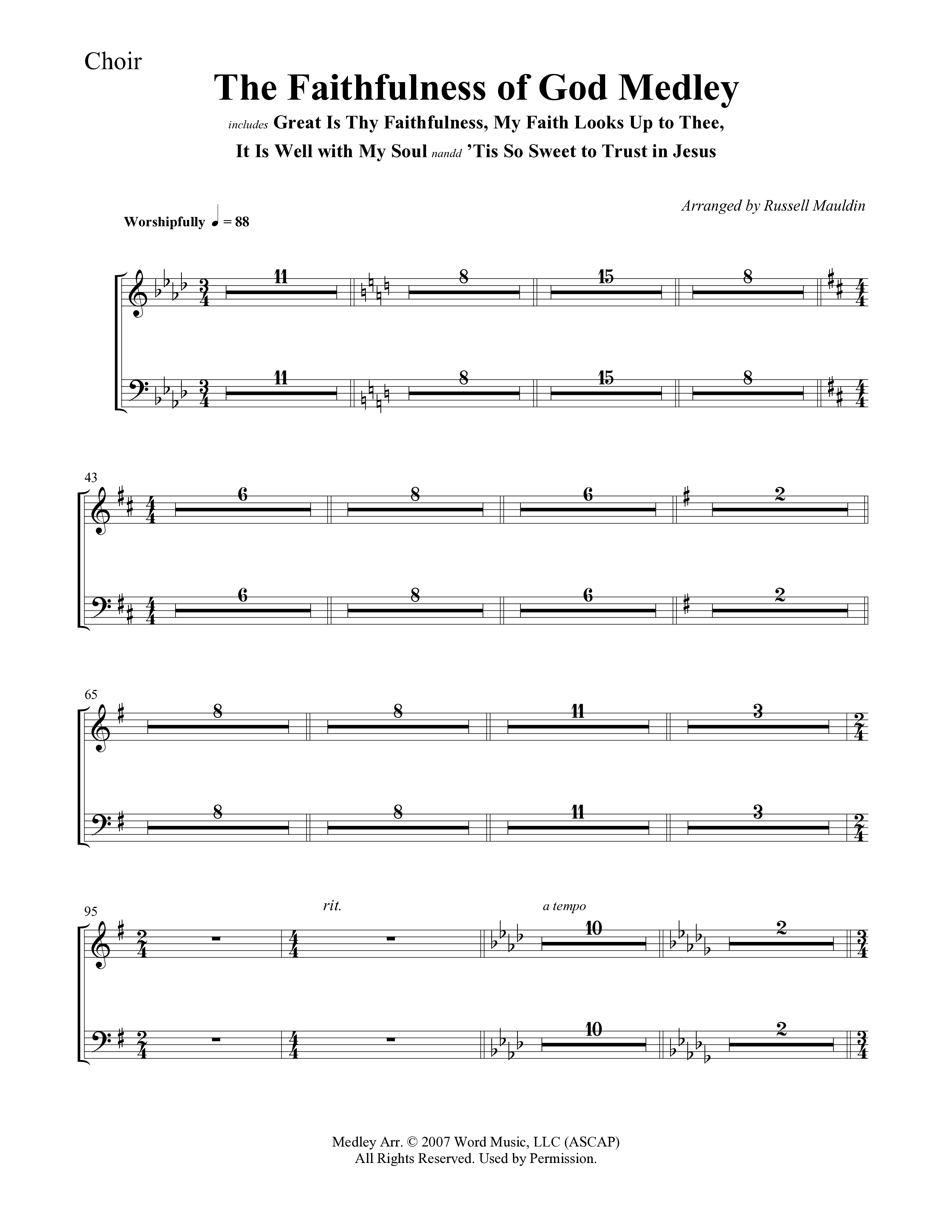 The Faithfulness of God Medley (Choral Anthem SATB) Choir Sheet (SATB) (Word Music Choral / Arr. Russell Mauldin)