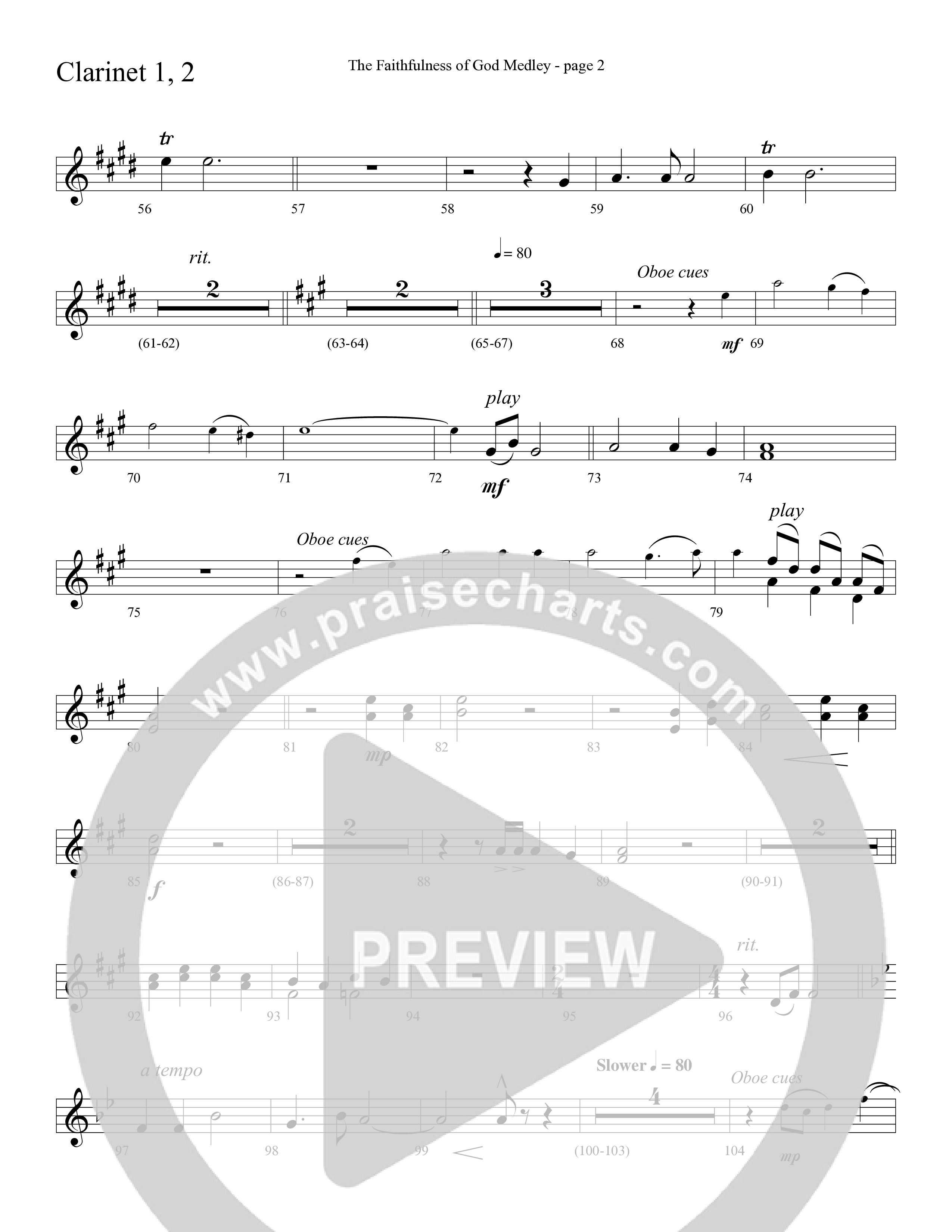 The Faithfulness of God Medley (Choral Anthem SATB) Clarinet 1/2 (Word Music Choral / Arr. Russell Mauldin)